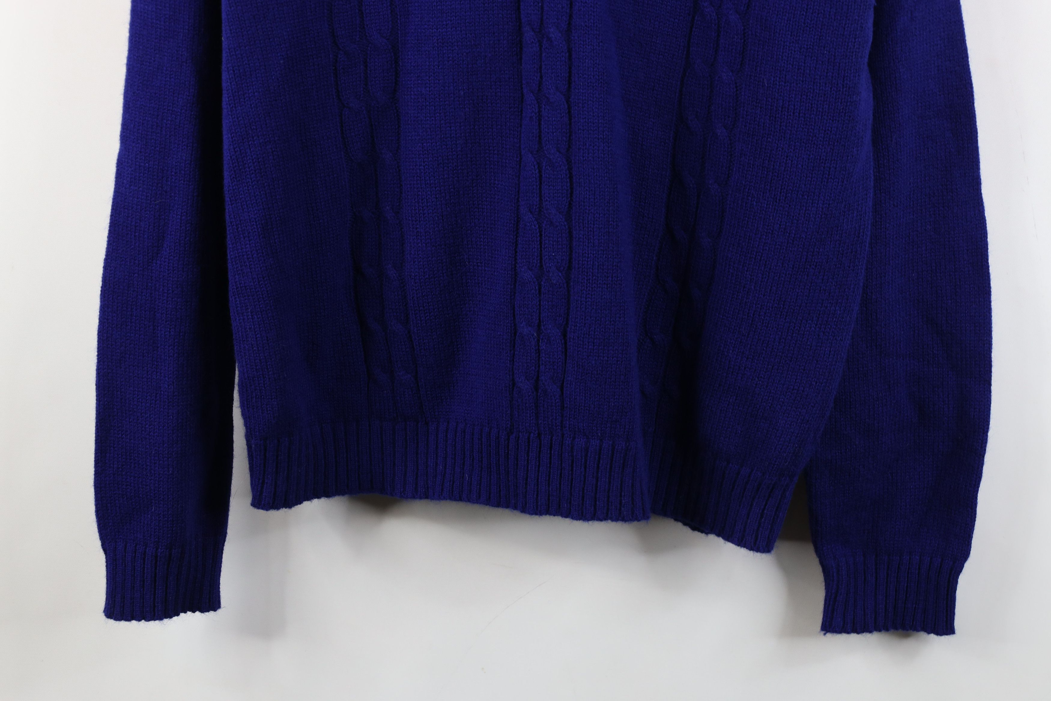Vintage Vintage 70s Streetwear Ribbed Cable Knit V-Neck Sweater Blue Size L / US 10 / IT 46 - 3 Thumbnail