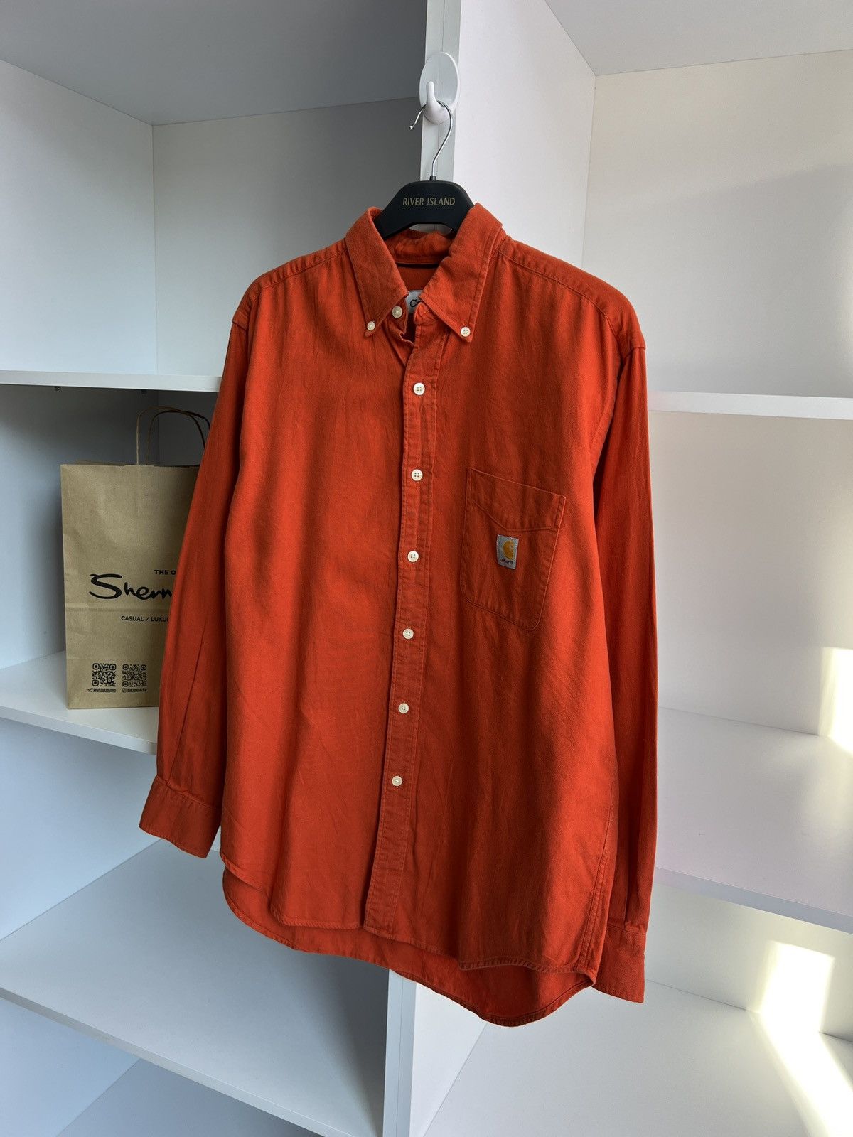 Carhartt × Vintage Vintage Carhartt Orange Denim Button up shirt Size US L / EU 52-54 / 3 - 3 Thumbnail