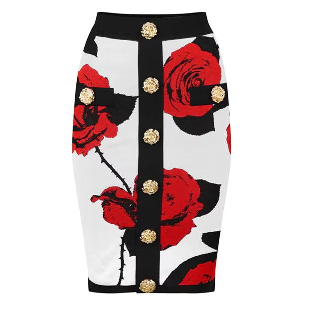 Balmain o1g2r1mq0924 Floral Jacquard Midi Skirt in Multicolor Size 25" / US 0 / IT 36 - 1 Thumbnail