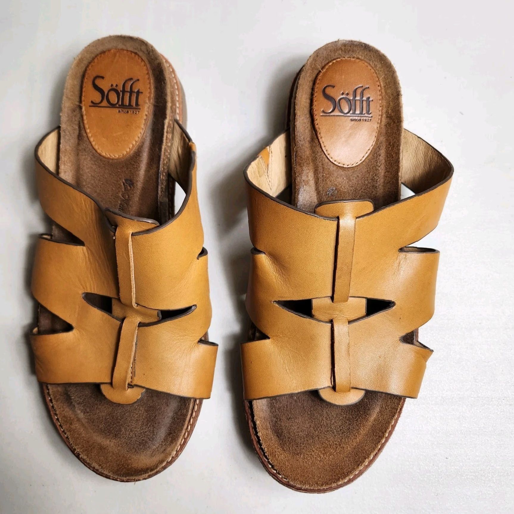 Vintage Sofft Sandals |8| Womens Luggage Tan Balin Leather Slides Size US 8 / IT 38 - 3 Thumbnail