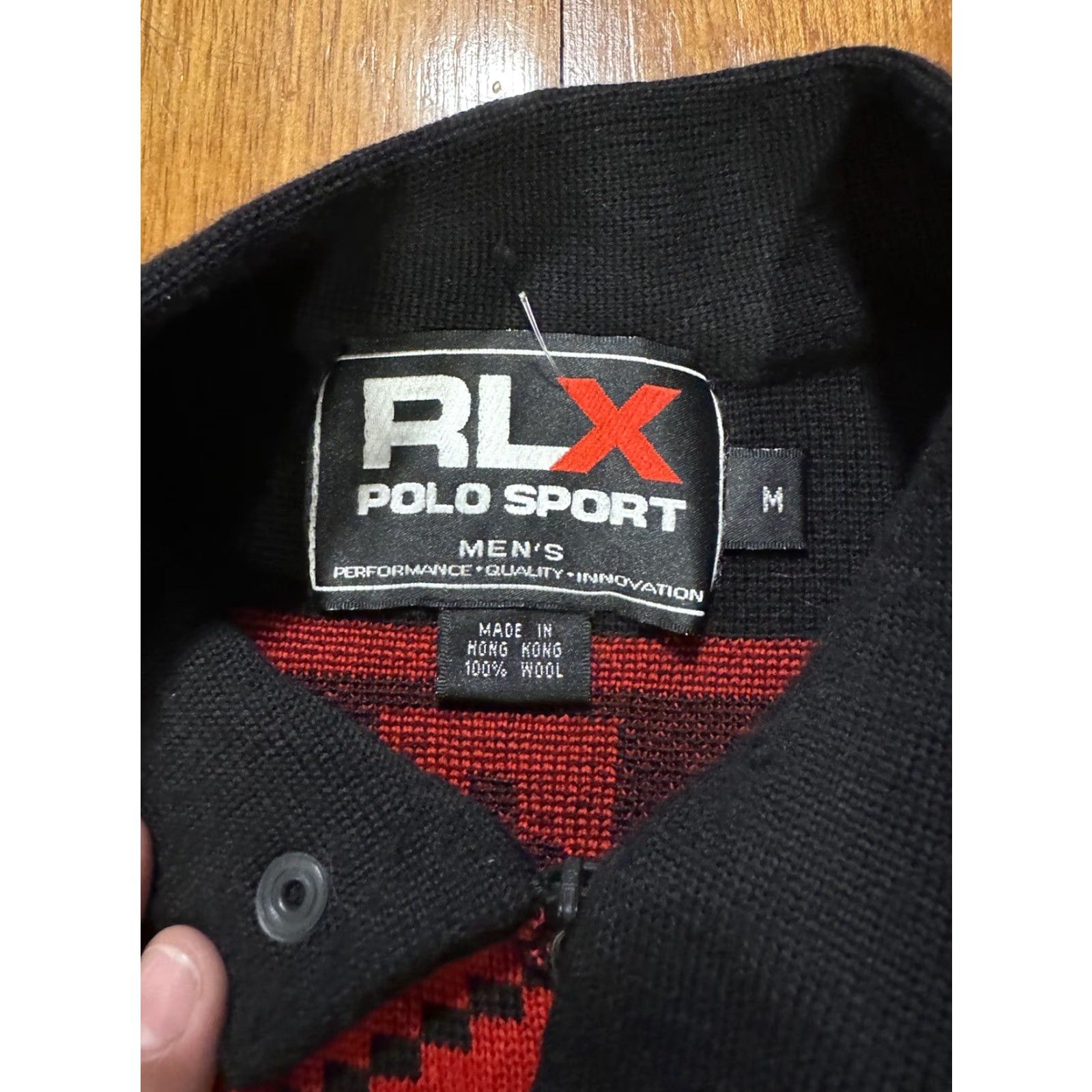 Polo Ralph Lauren VINTAGE Ralph Lauren RLX POLO SPORT Men Aztec Knit Black & Red Sweater M Wool Rare Size US M / EU 48-50 / 2 - 6 Thumbnail
