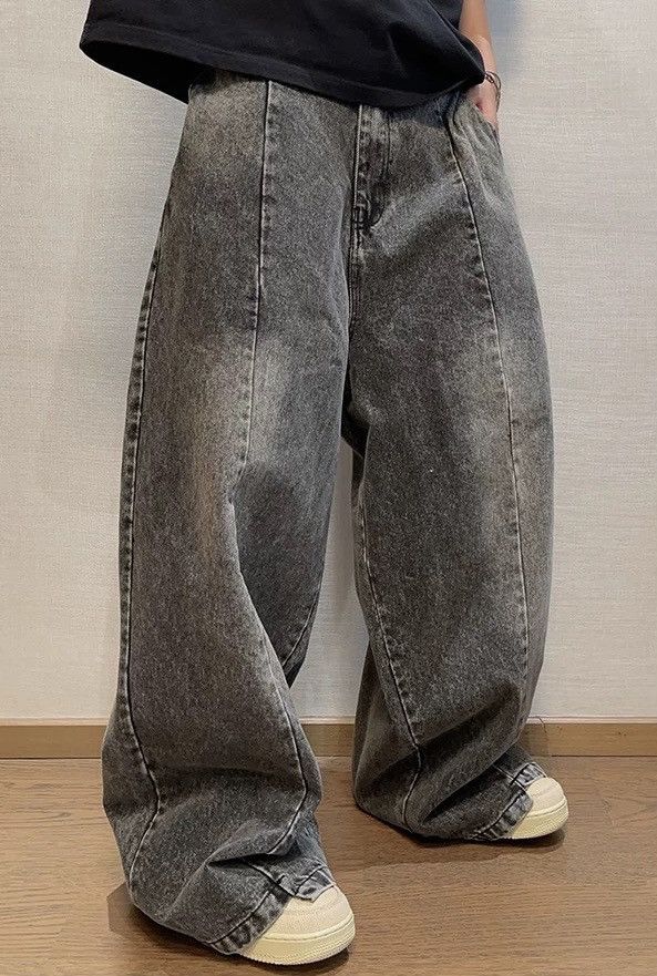 Japanese Brand × Vintage Avant garde acid wash asymmetric hem skate jeans pants Size US 30 / EU 46 - 3 Thumbnail