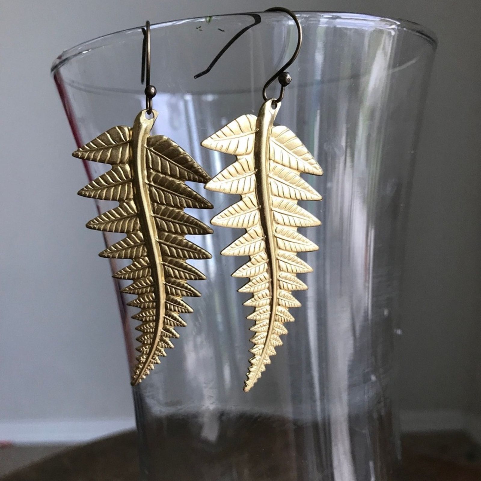 Handmade Gold Leaf Earrings Size ONE SIZE - 5 Thumbnail