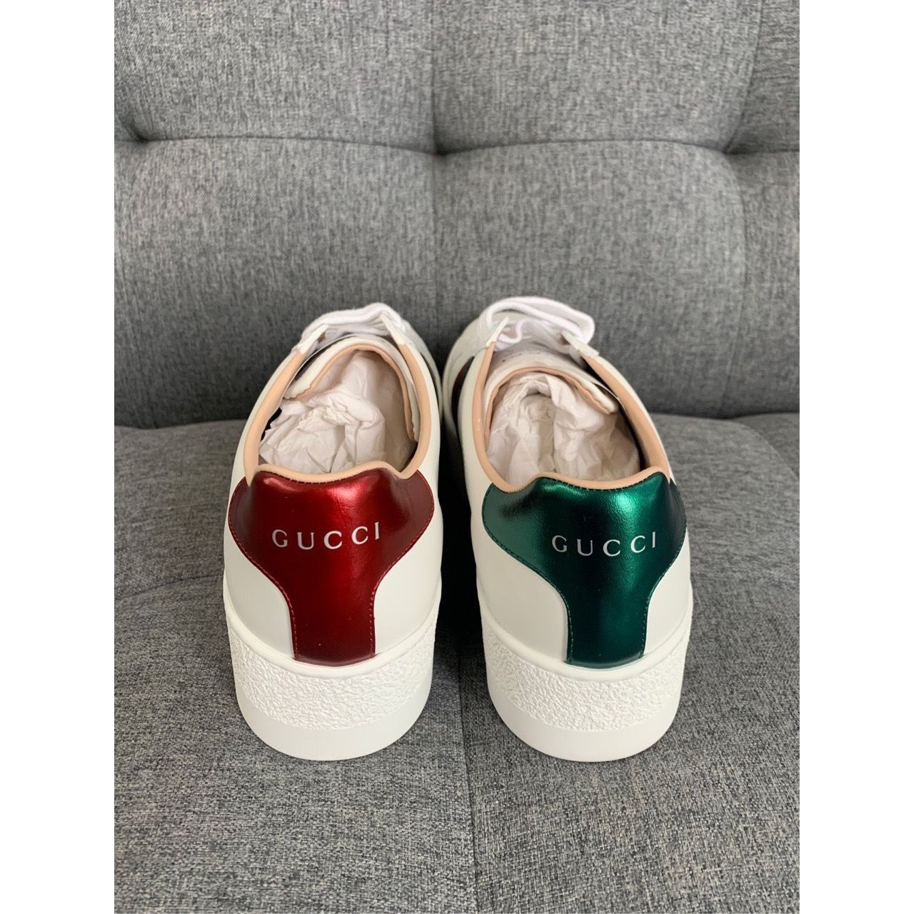 Gucci Gucci Ace Embroidered White Sneakers W/ Platform Sole Red & Size US 7 / IT 37 - 5 Thumbnail