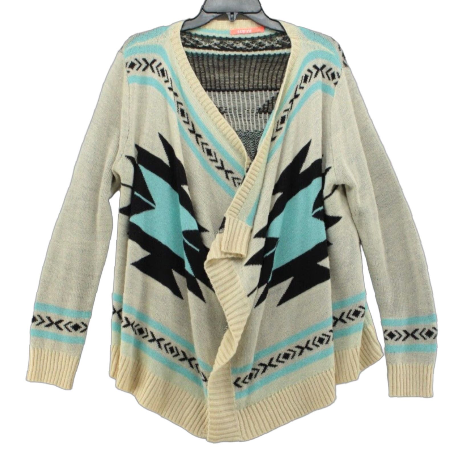 Native L Love Cardigan Women M/L Beige Aztec Native Open Front Wrap Size M / US 6-8 / IT 42-44 - 1 Thumbnail
