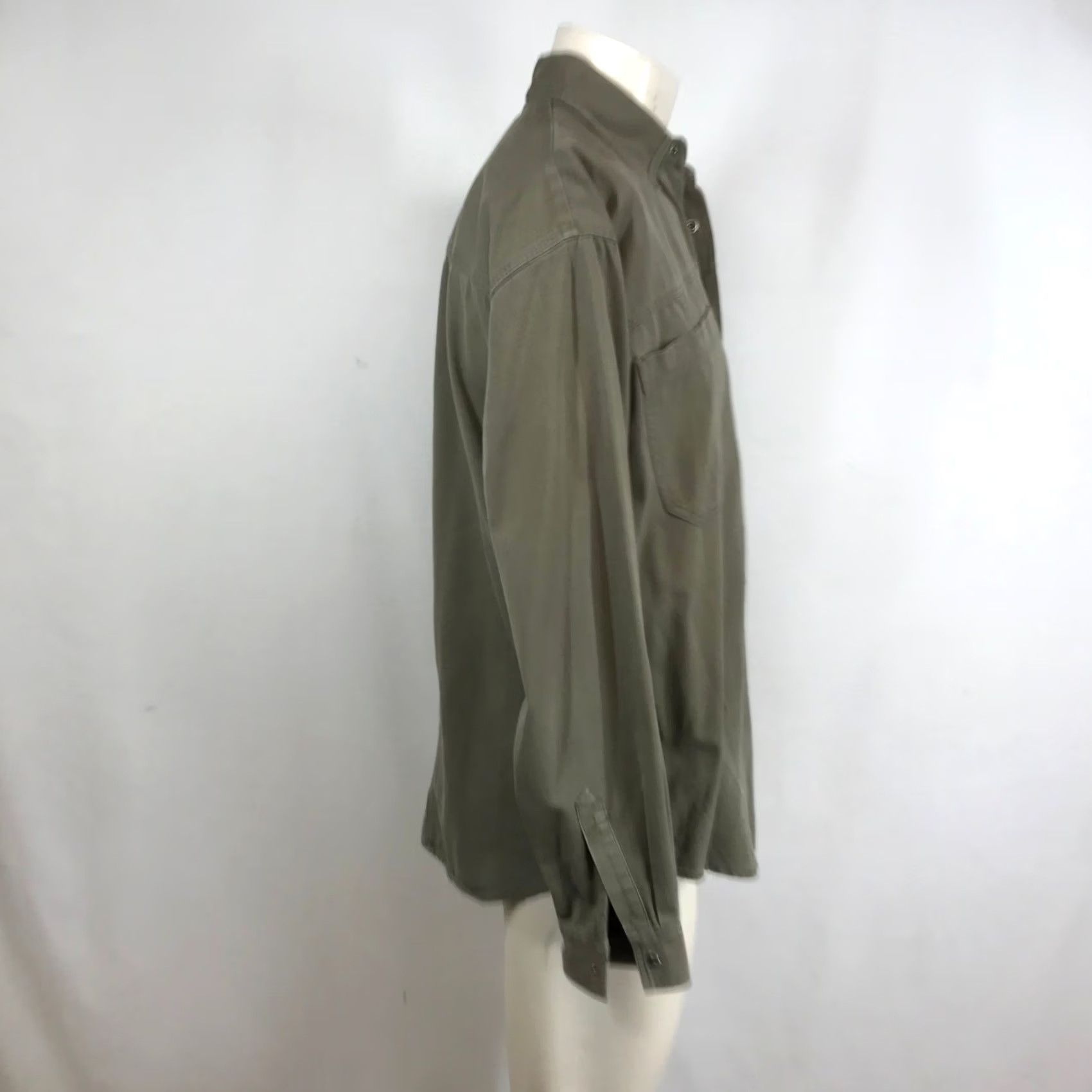 Harley Davidson Harley-Davidson Mens Olive Green Canvas Long Sleeve Snap Button Work Shirt XL Size US XL / EU 56 / 4 - 4 Thumbnail