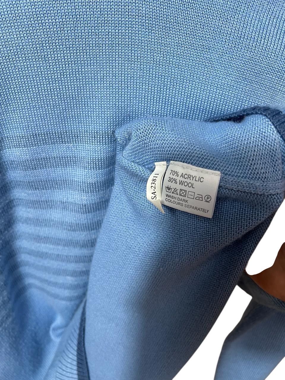 Yves Saint Laurent Yves Saint Laurent Pour Homme Big Logo Knit Sweater Blue Size US L / EU 52-54 / 3 - 5 Thumbnail