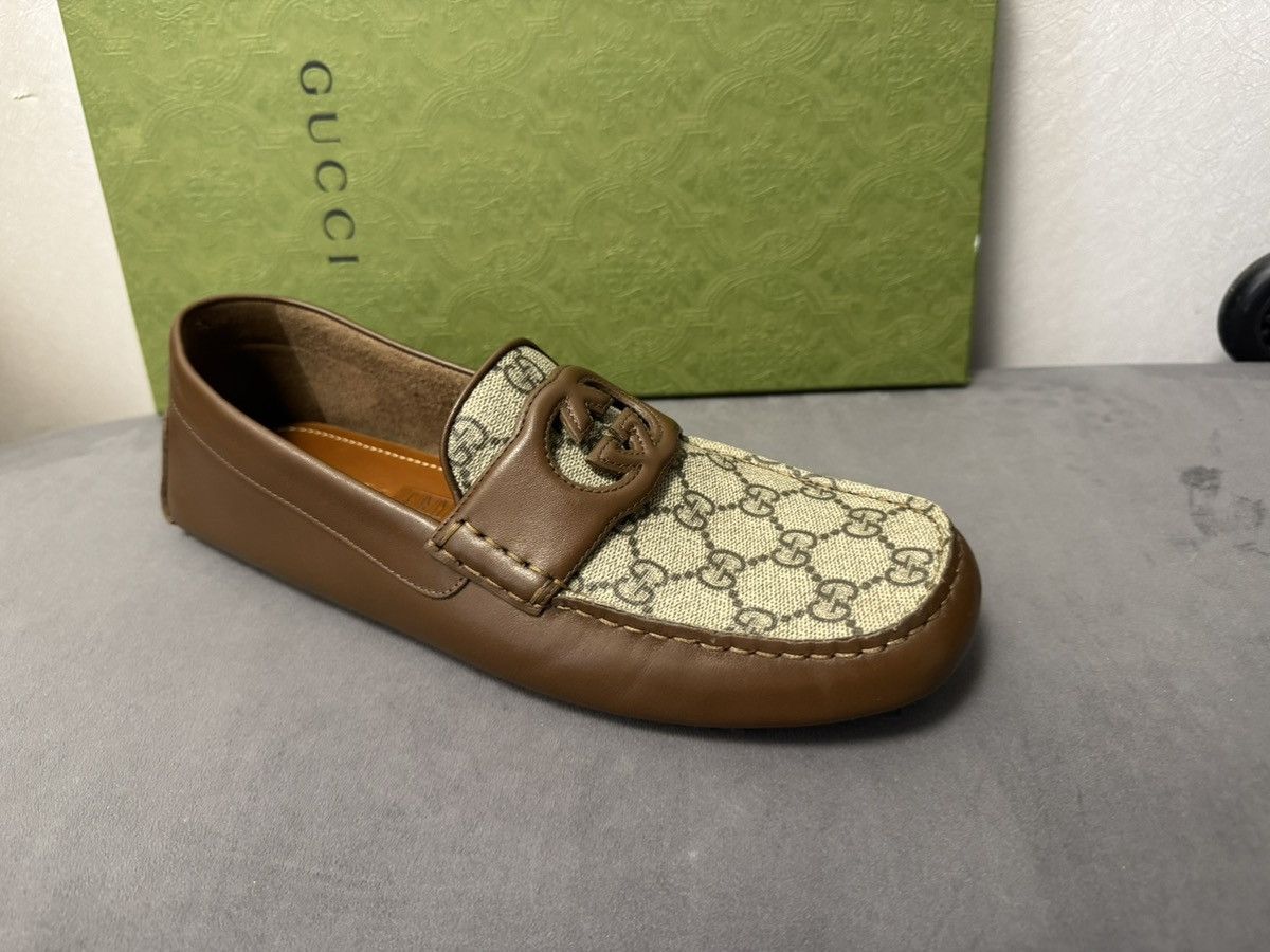 Gucci New Gucci GG Interlocking Men's Loafer Brown Drivers sz G8 Size US 8.5 / EU 41-42 - 2 Thumbnail