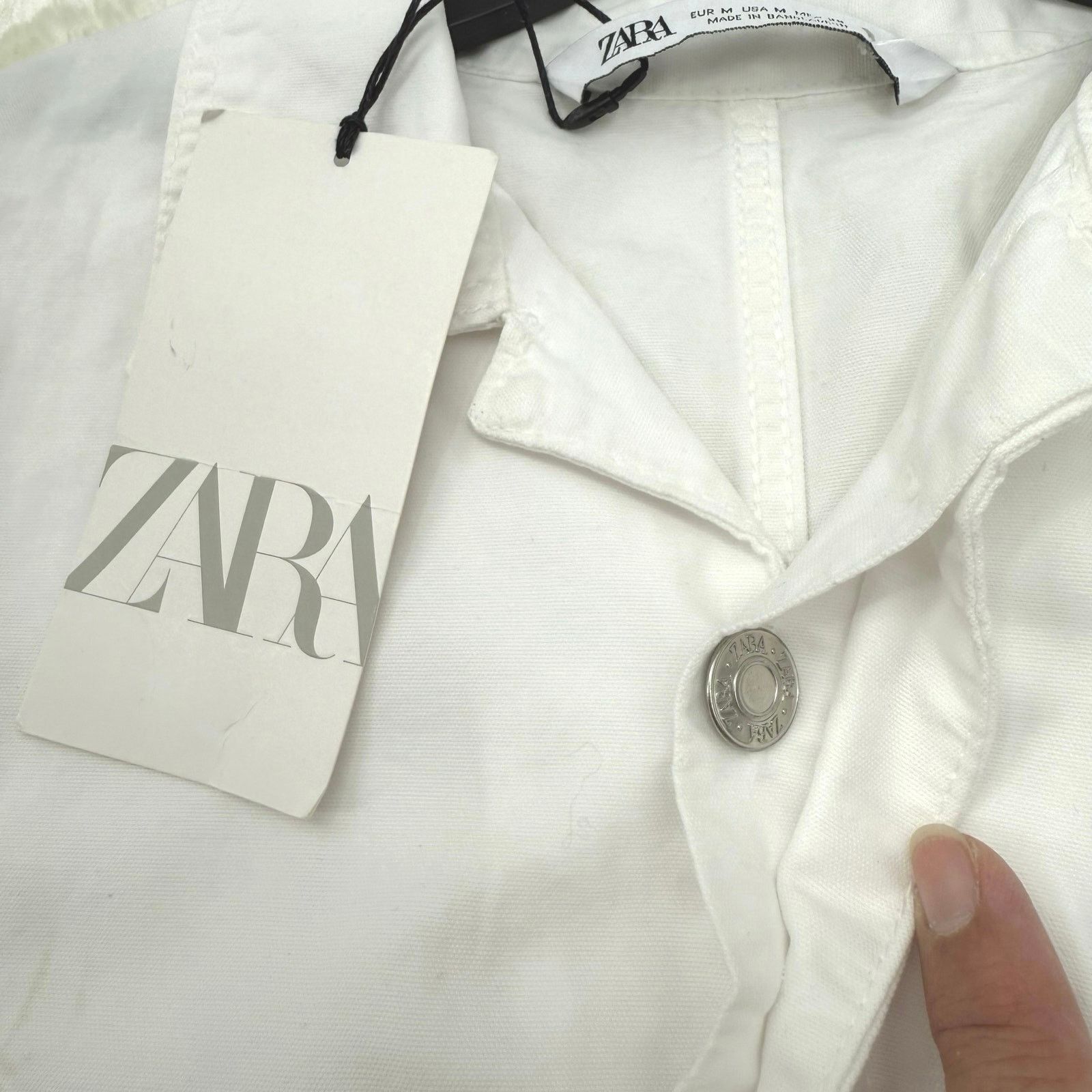 Zara NWT Zara Cotton Collared White Utility Romper Size M Size 30" / US 8 / IT 44 - 12 Thumbnail