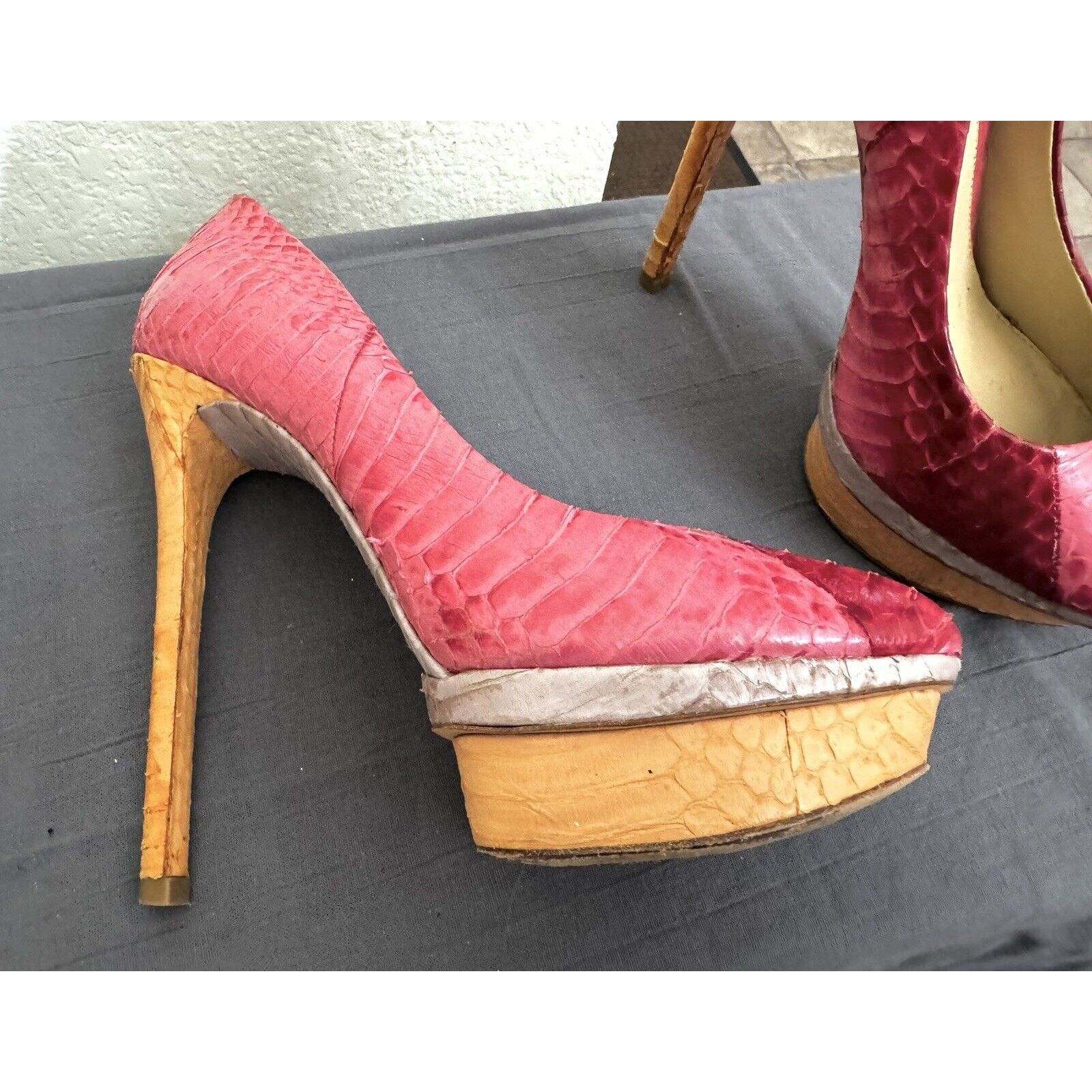 Brian Atwood Brian Atwood Pink Snakeskin Platform Pumps Heels - Size US6 Size US 6 / IT 36 - 12 Thumbnail
