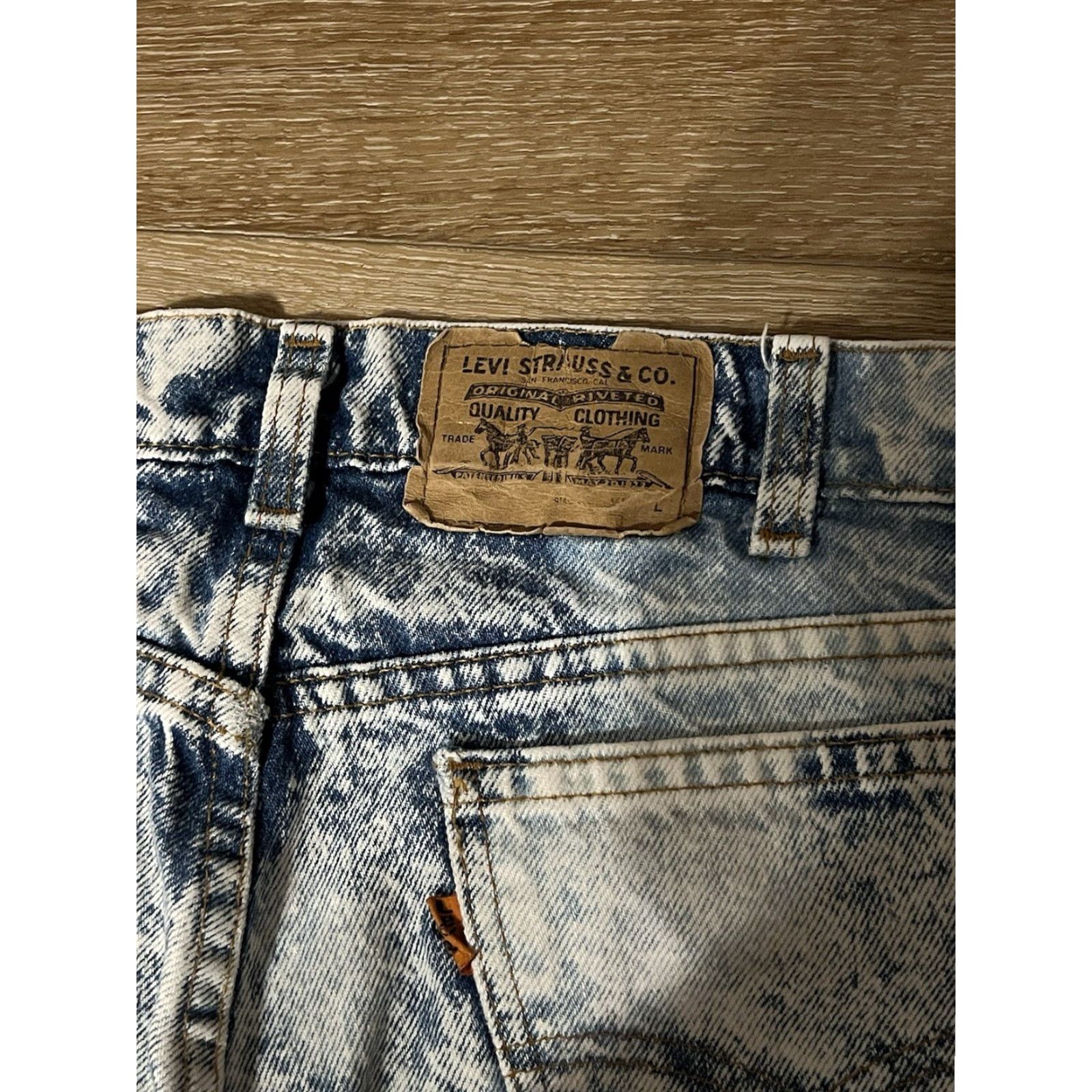 Levi's VINTAGE Levi's 550 Jeans Mens 32x27 Blue Denim Acid Wash USA Made Levi's 550 Jeans Distressed 5-Pocket Classic 80s Size US 32 / EU 48 - 3 Thumbnail