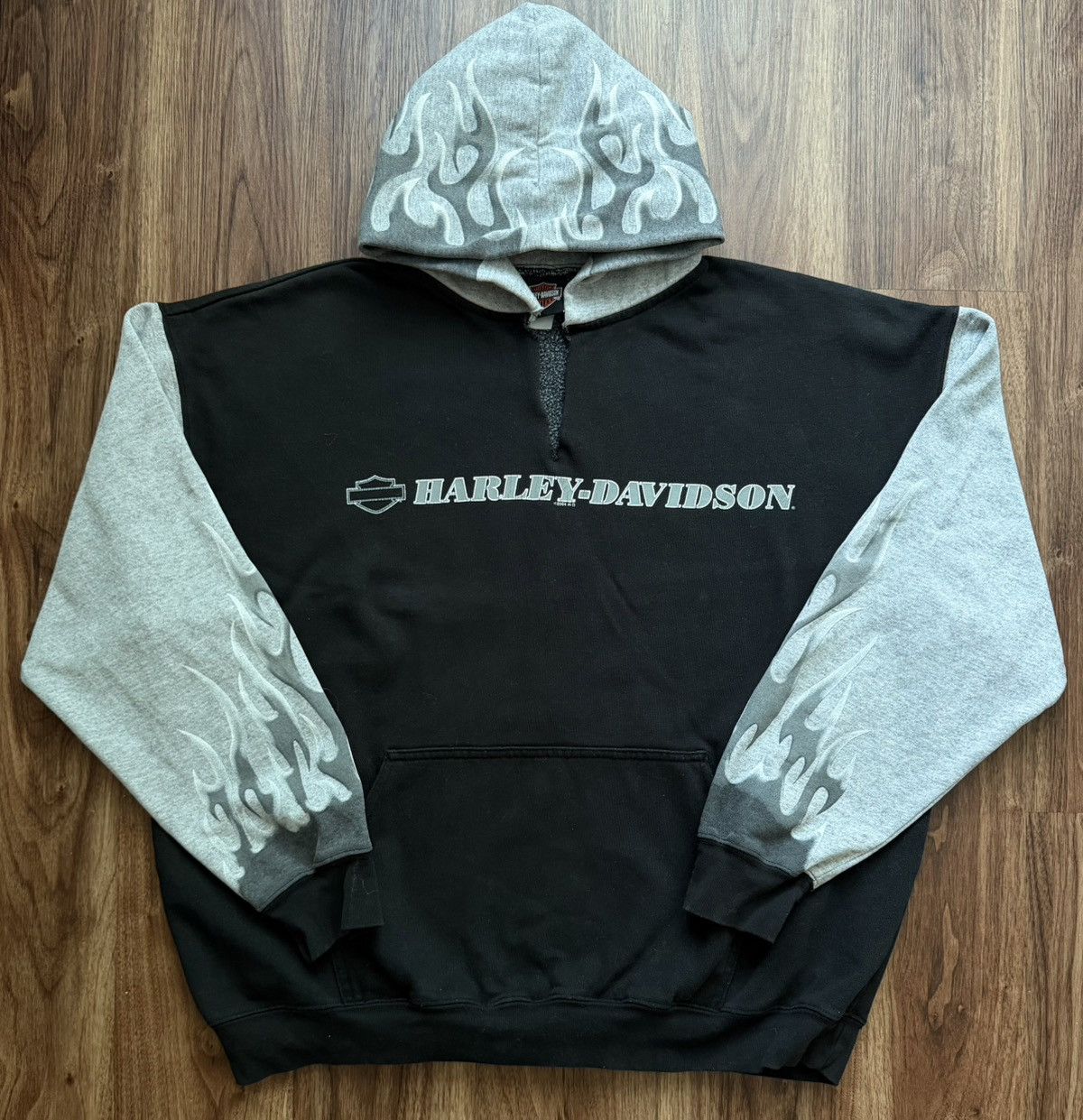 Harley Davidson Vintage Harley Davidson 2-Tone Flame Hoodie Sweater Size M/L Size US L / EU 52-54 / 3 - 2 Thumbnail