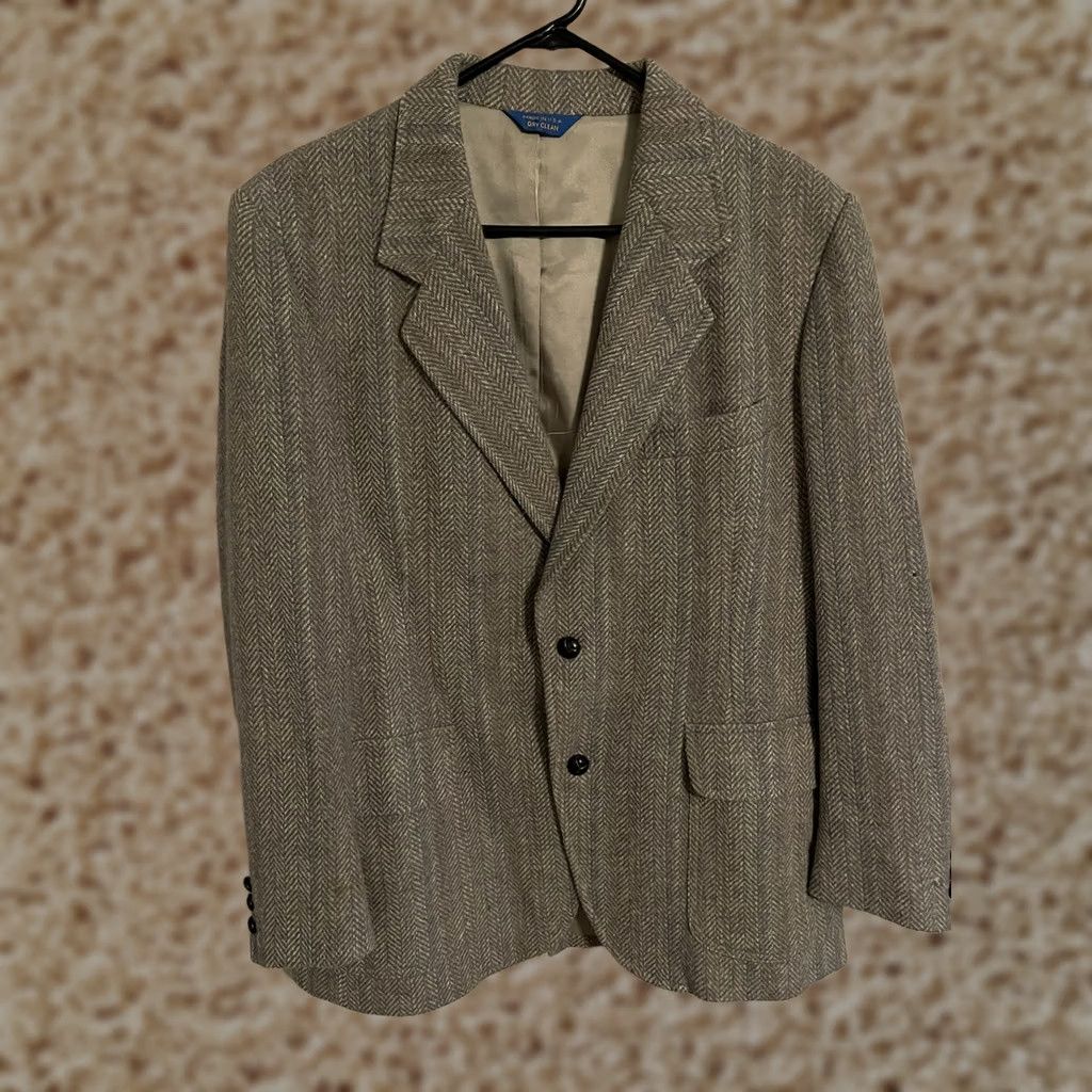 Pendleton VINTAGE Pendleton USA Wool Tweed Herringbone Blazer Suit Jacket Coat Men's 42 Size 42R - 1 Thumbnail
