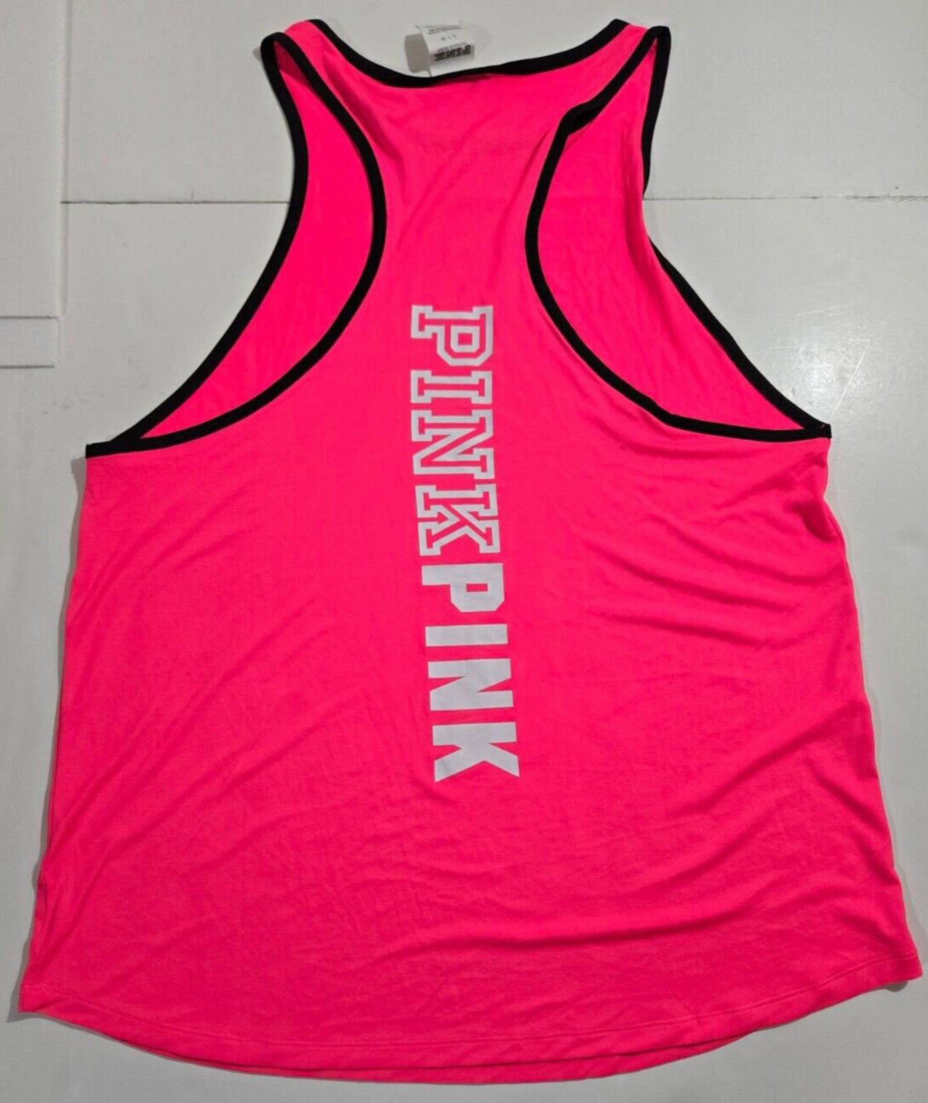 Designer Victoria's Secret Pink Racerback Tank Top Dog Polyester NWOT Size L / US 10 / IT 46 - 1 Thumbnail