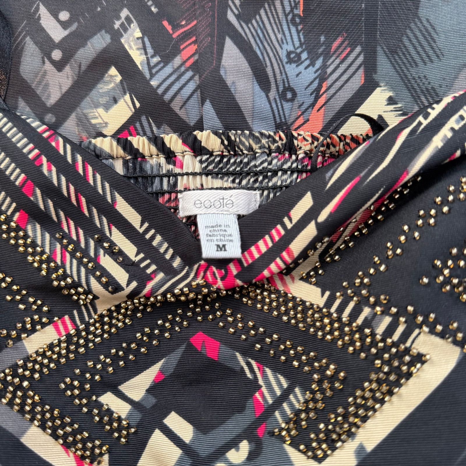 Urban Outfitters Ecote Placed Print Embellished Strapless Dress Size M / US 6-8 / IT 42-44 - 6 Thumbnail