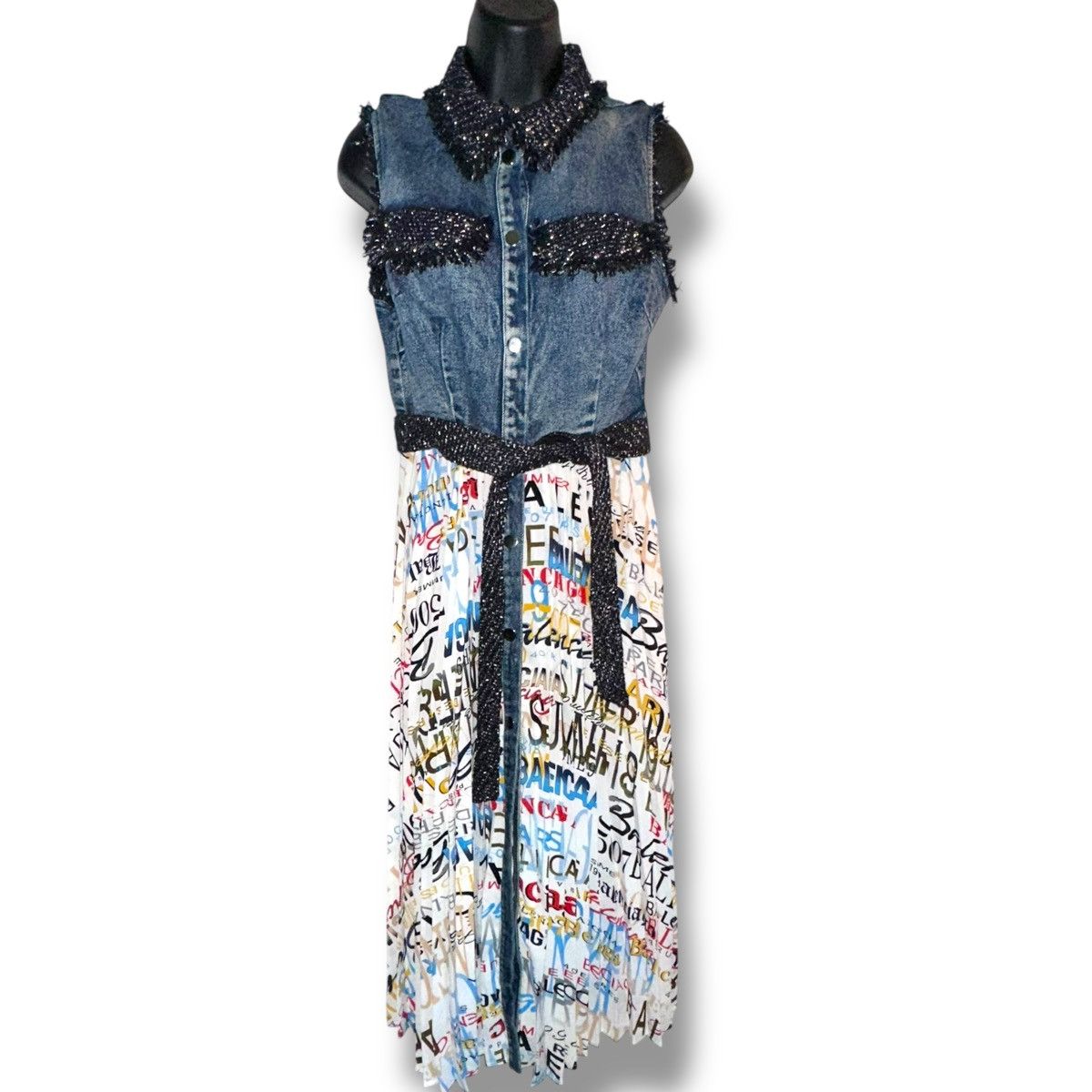 Other WHY Dress sleeveless Paris Balenciaga printed pleated dress Size M / US 6-8 / IT 42-44 - 4 Thumbnail