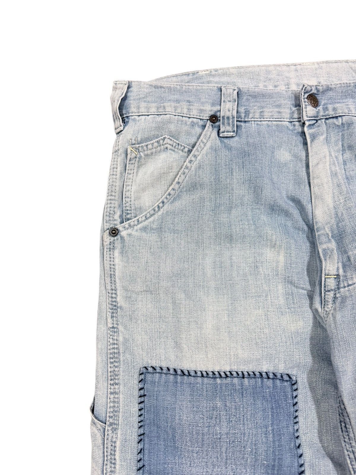 Blue Blue Japan Vtg🔥H.R Market Blue Blue Japan Carpenter Sashiko Jeans Size US 33 - 7 Thumbnail