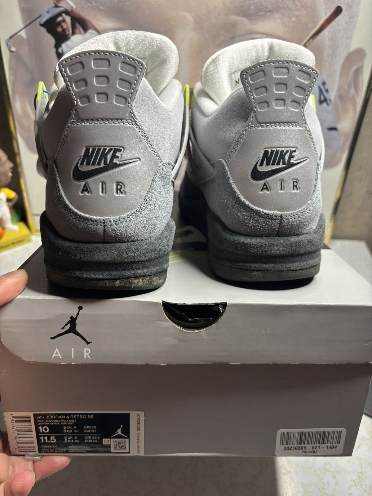 Jordan Brand Air Jordan 4 Retro Neon Size US 10 / EU 43 - 7 Thumbnail
