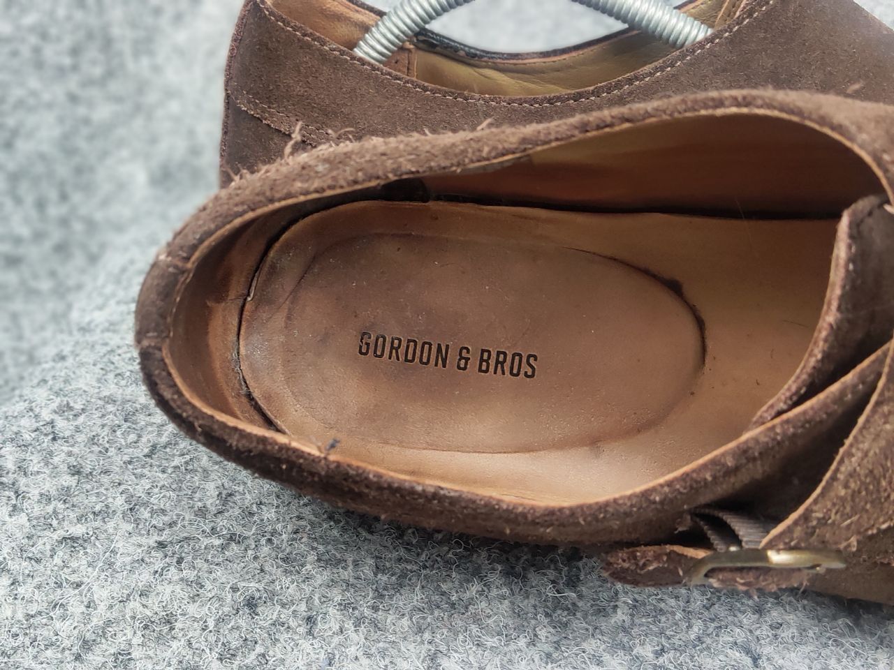 Vintage Gordon Bros Design Brown suede monk shoes with two straps Size US 12 / EU 45 - 19 Thumbnail