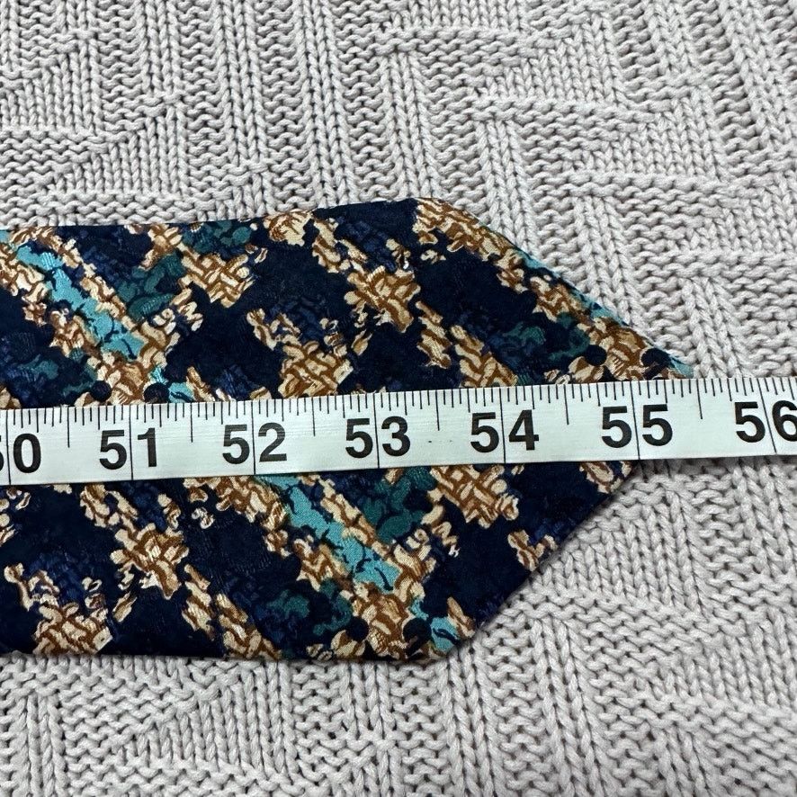 Vintage Vintage navy and gold abstract plaid silk tie Size ONE SIZE - 4 Thumbnail