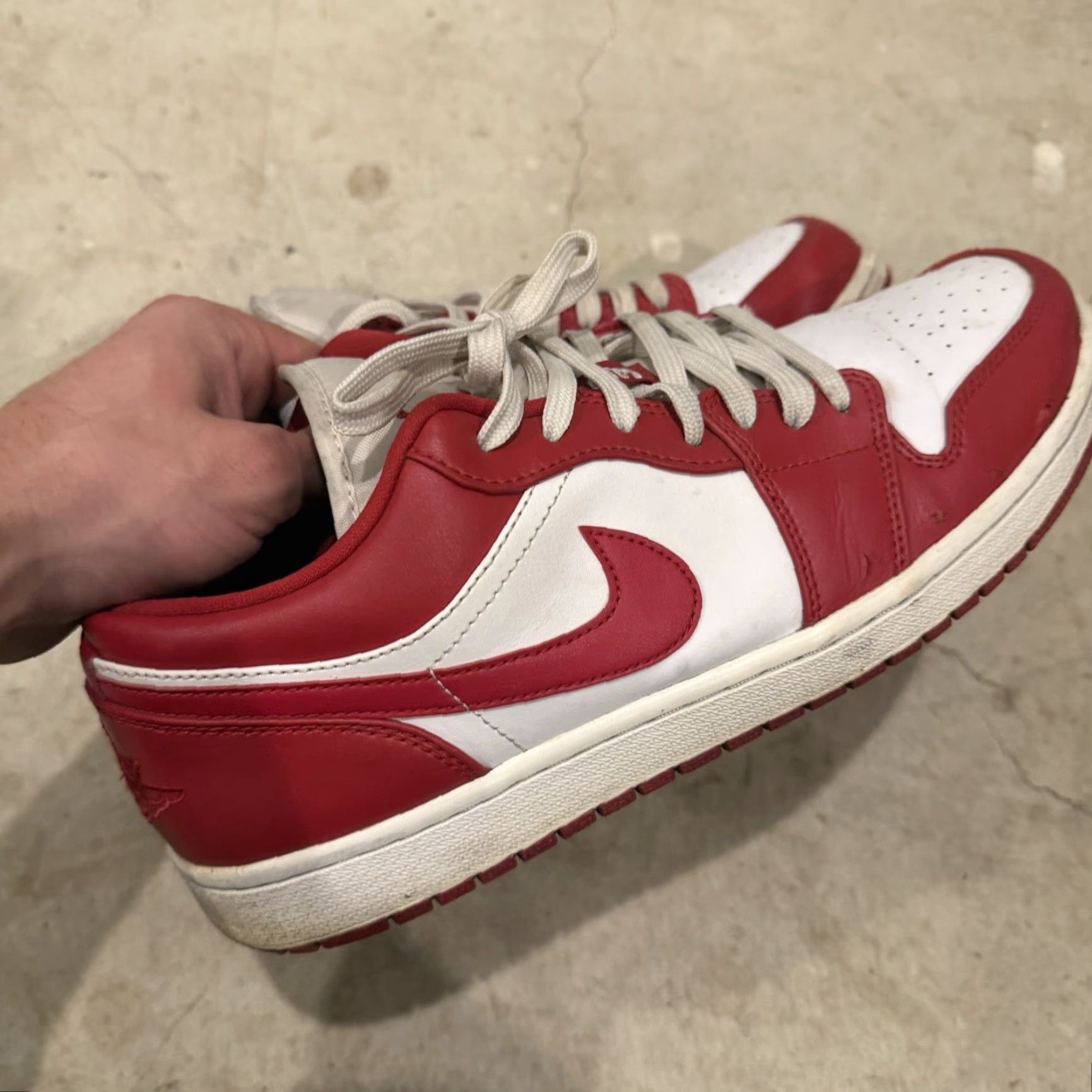 Nike Nike Air Jordan 1 Low Sneaker Mens size 11.5 Gym Red White 553558-611 Pre Owned Size US 12 / EU 45 - 4 Thumbnail