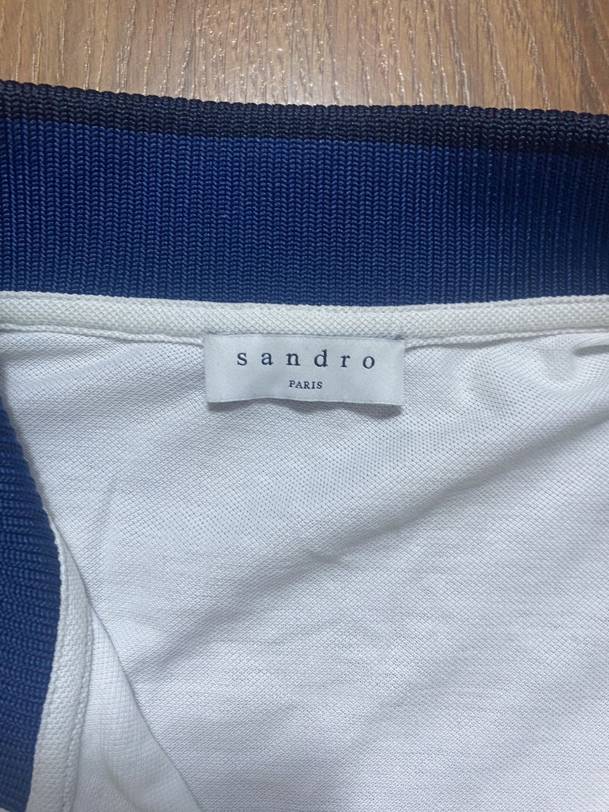 Sandro Sandro Paris White Polo Shirt with Contrast Collar Size US M / EU 48-50 / 2 - 2 Thumbnail