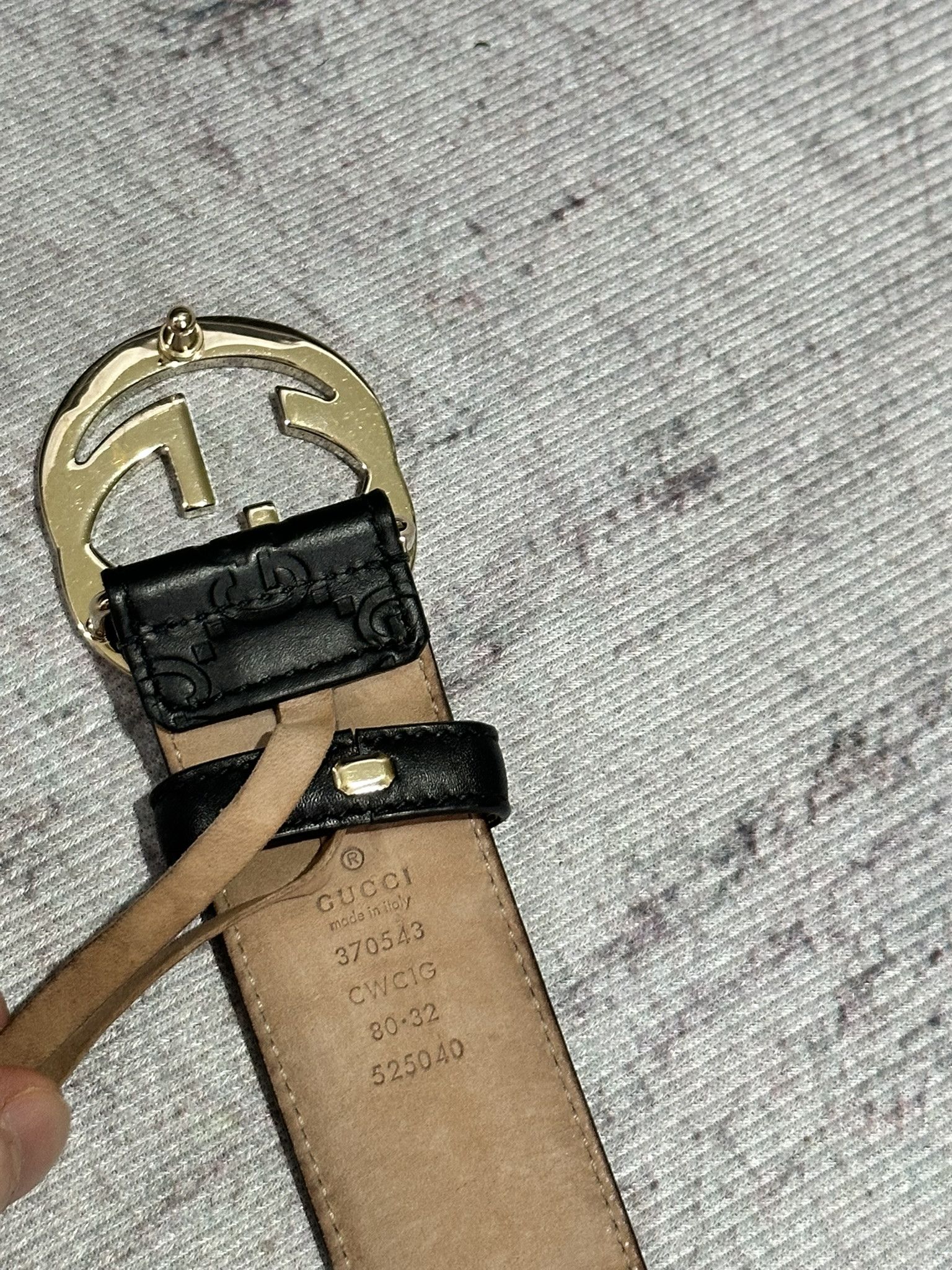 Gucci Gucci Belt Guccissima GG Monogram Black Leather Interlocking Size ONE SIZE - 9 Thumbnail
