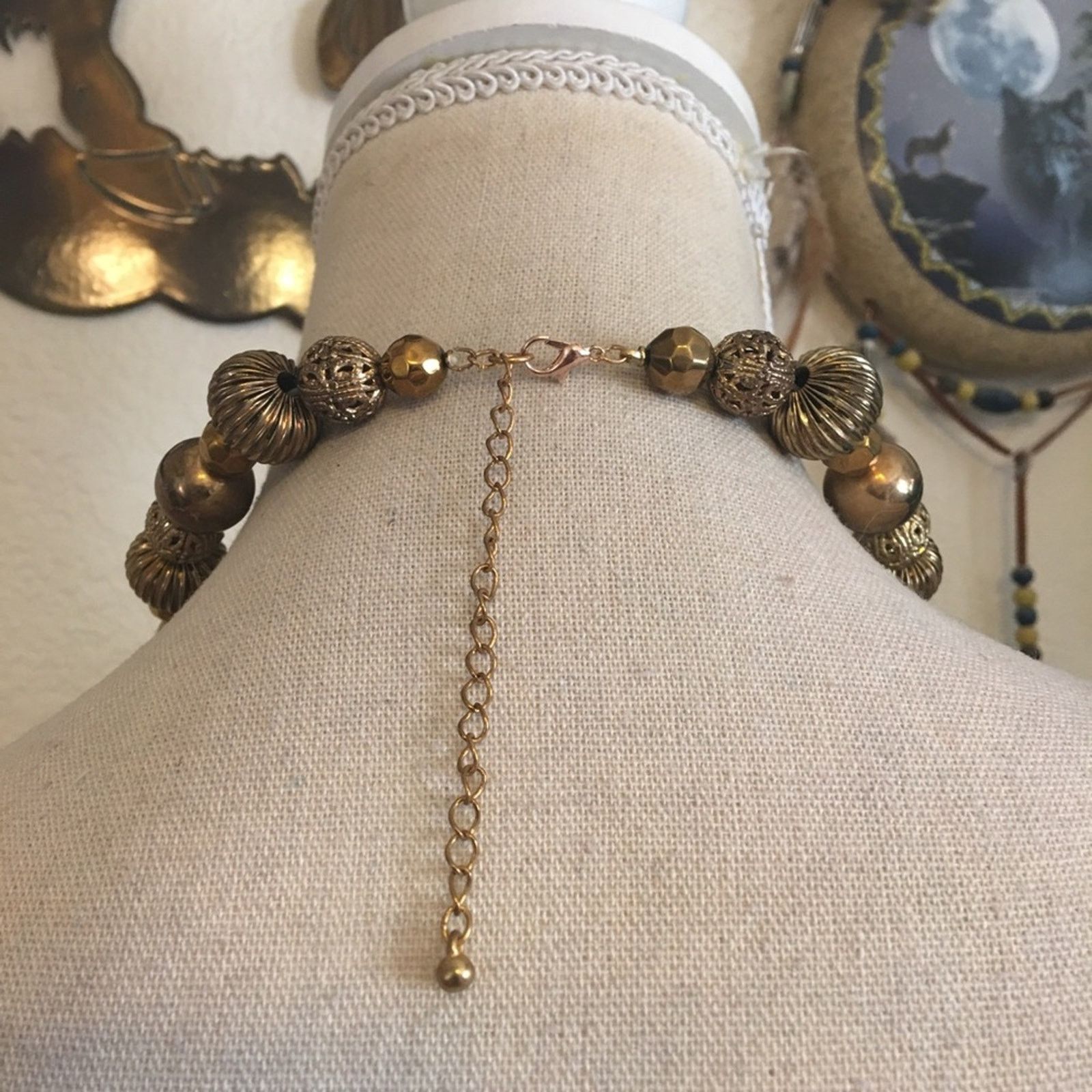 Jewelry Antique gold tone filigree bead choker necklace Size ONE SIZE - 5 Thumbnail