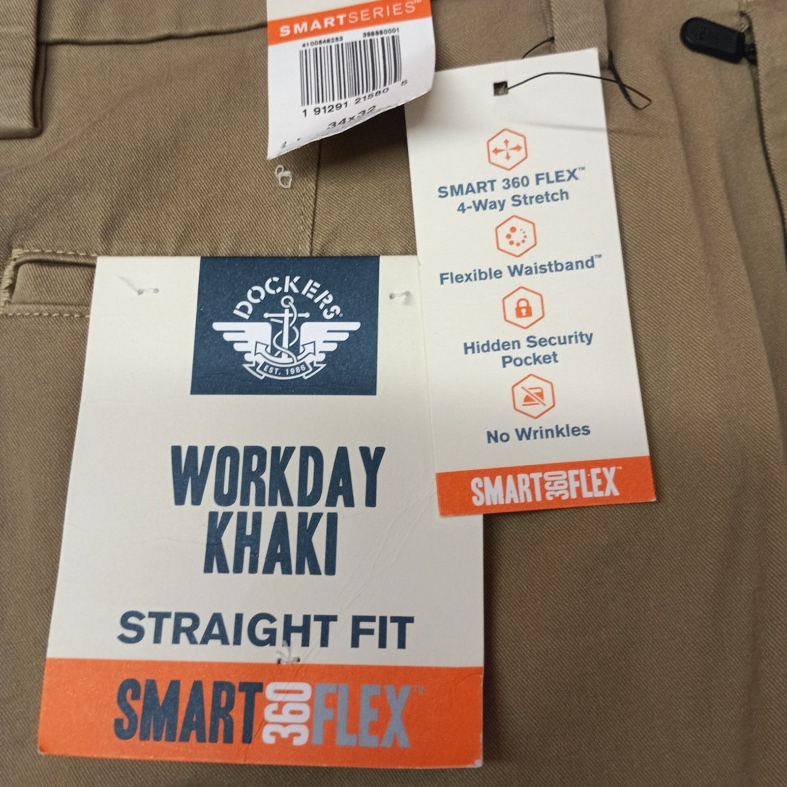 Dockers Dockers Workday Khakis Men's 34x32 Beige Straight Fit Flex Size US 34 / EU 50 - 2 Thumbnail