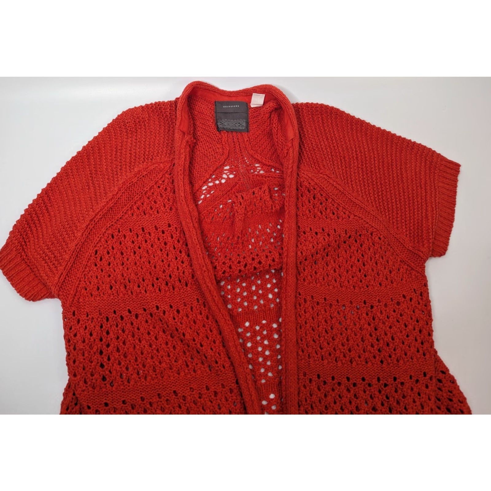 Vintage Guinevere Cardigan Short Sleeve Open Knit Orange Size L Knitting Knit Open-Crochet Boho 90s Y2K Womens Sweater Size L / US 10 / IT 46 - 5 Thumbnail