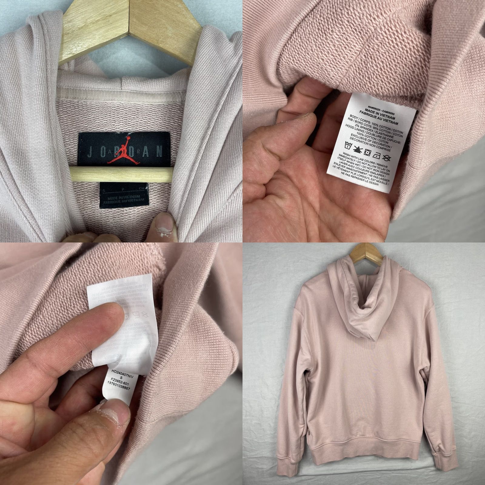Jordan Brand Nike Air Jordan Hoodie Mens Small Light Coral Blush Heavyweight FZ3952-601 Sweatshirt Pullover Hoodie Size US S / EU 44-46 / 1 - 8 Thumbnail