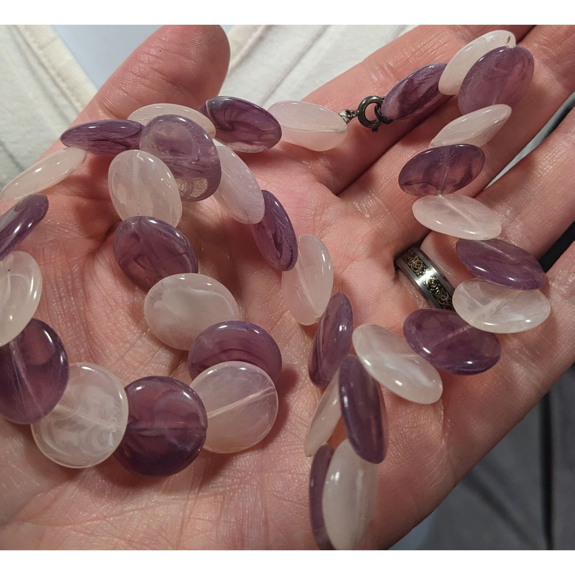 Other White And Purple Marbled Plastic Disc Beaded Necklace Size ONE SIZE - 4 Thumbnail