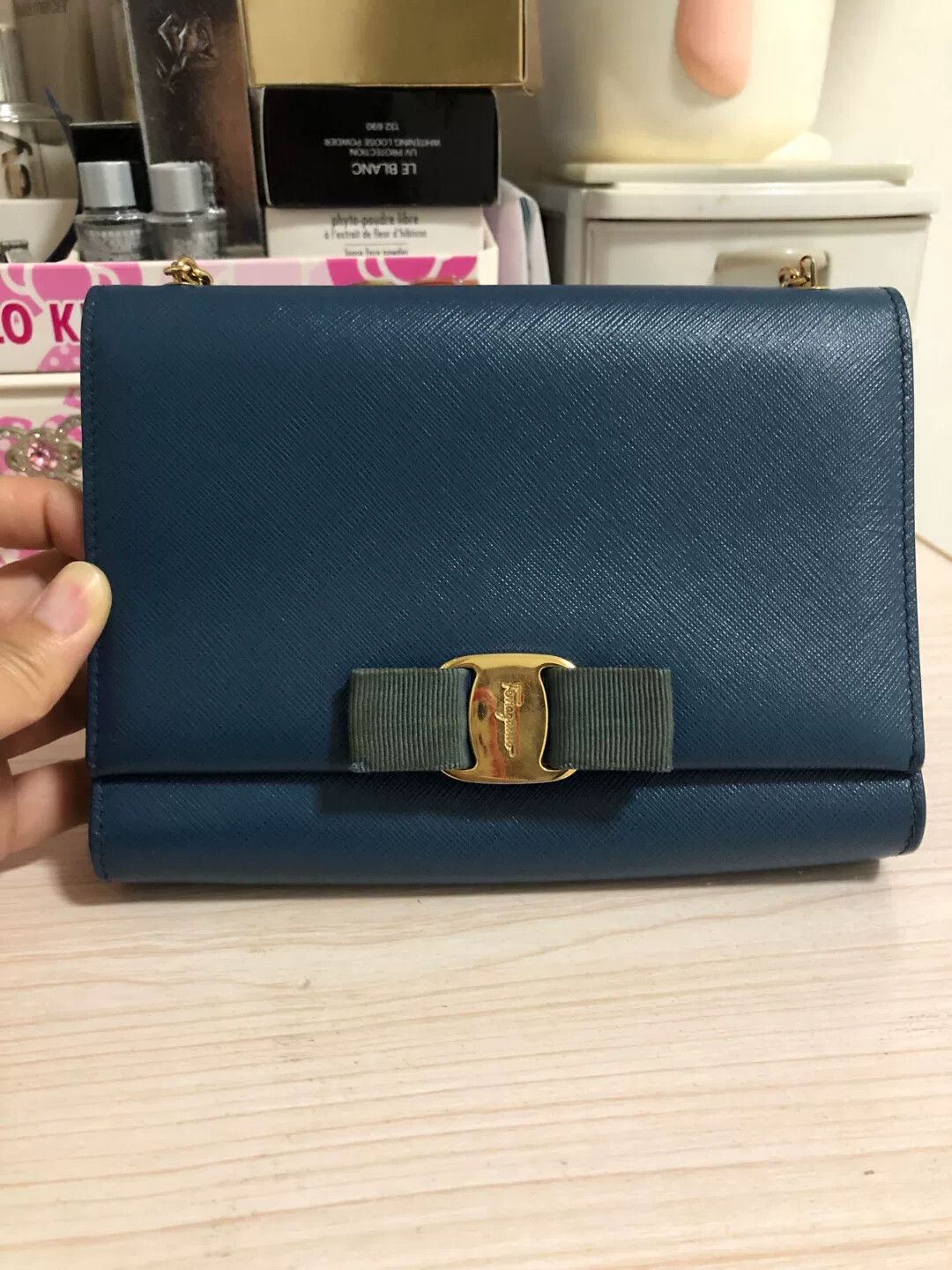 Salvatore Ferragamo Ferragamo Chain Shoulder Bag in Blue Size ONE SIZE - 1 Thumbnail