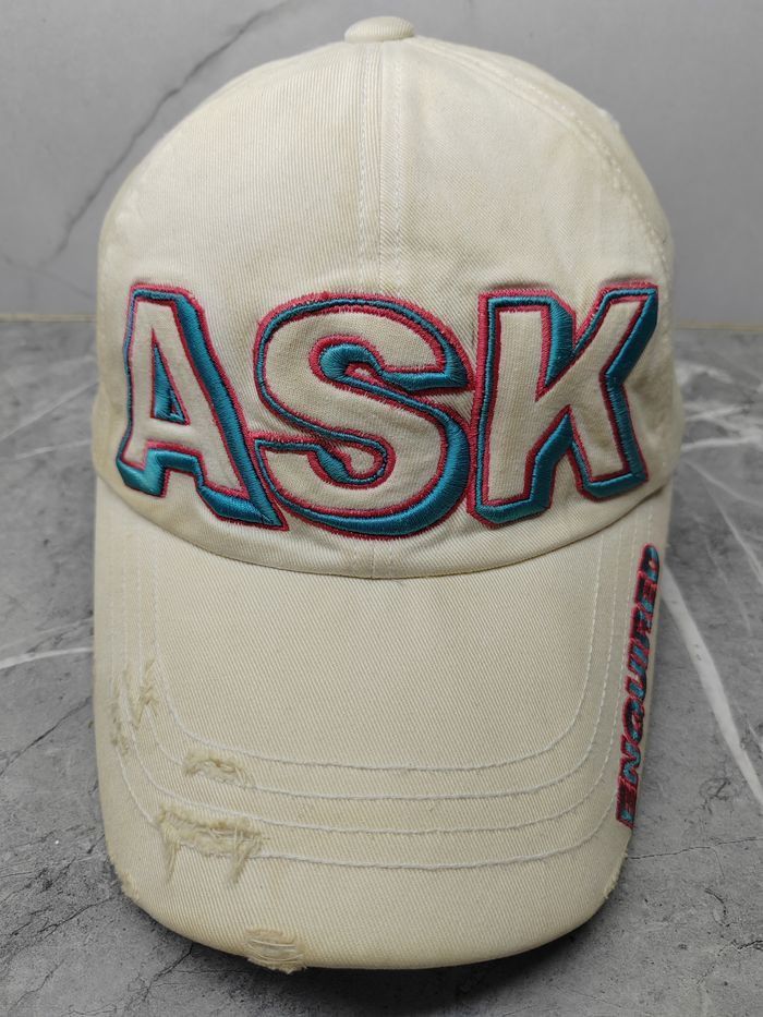 Japanese Brand Vintage ASK Distressed Style Cap Hat Size ONE SIZE - 2 Thumbnail