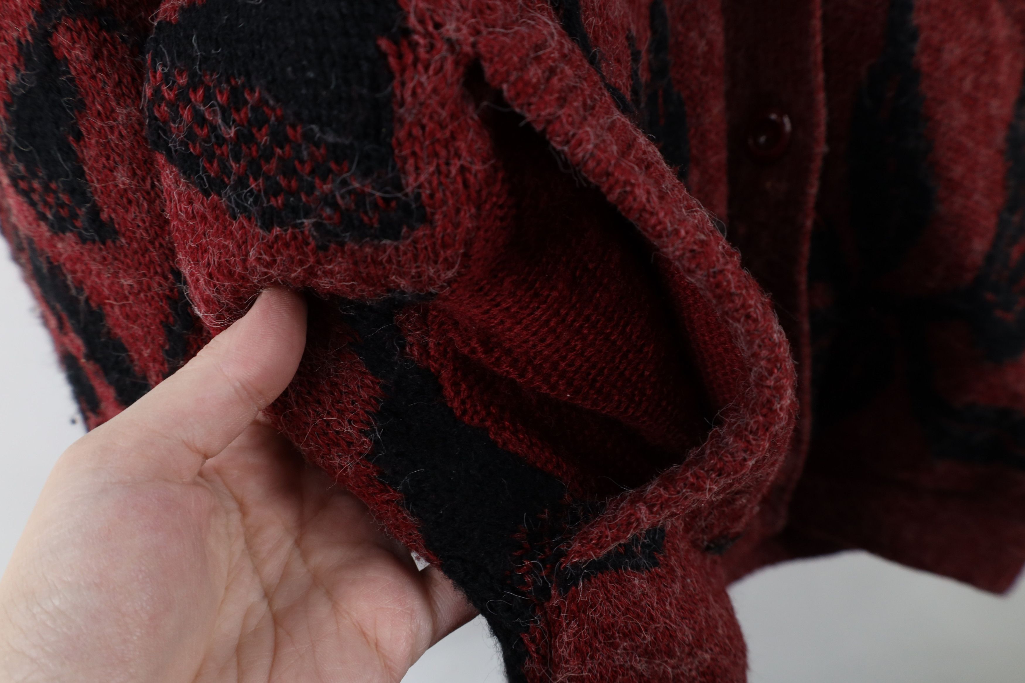 Vintage Vintage 90s Streetwear Wool Knit Flower Shawl Sweater Jacket Size L / US 10 / IT 46 - 5 Thumbnail