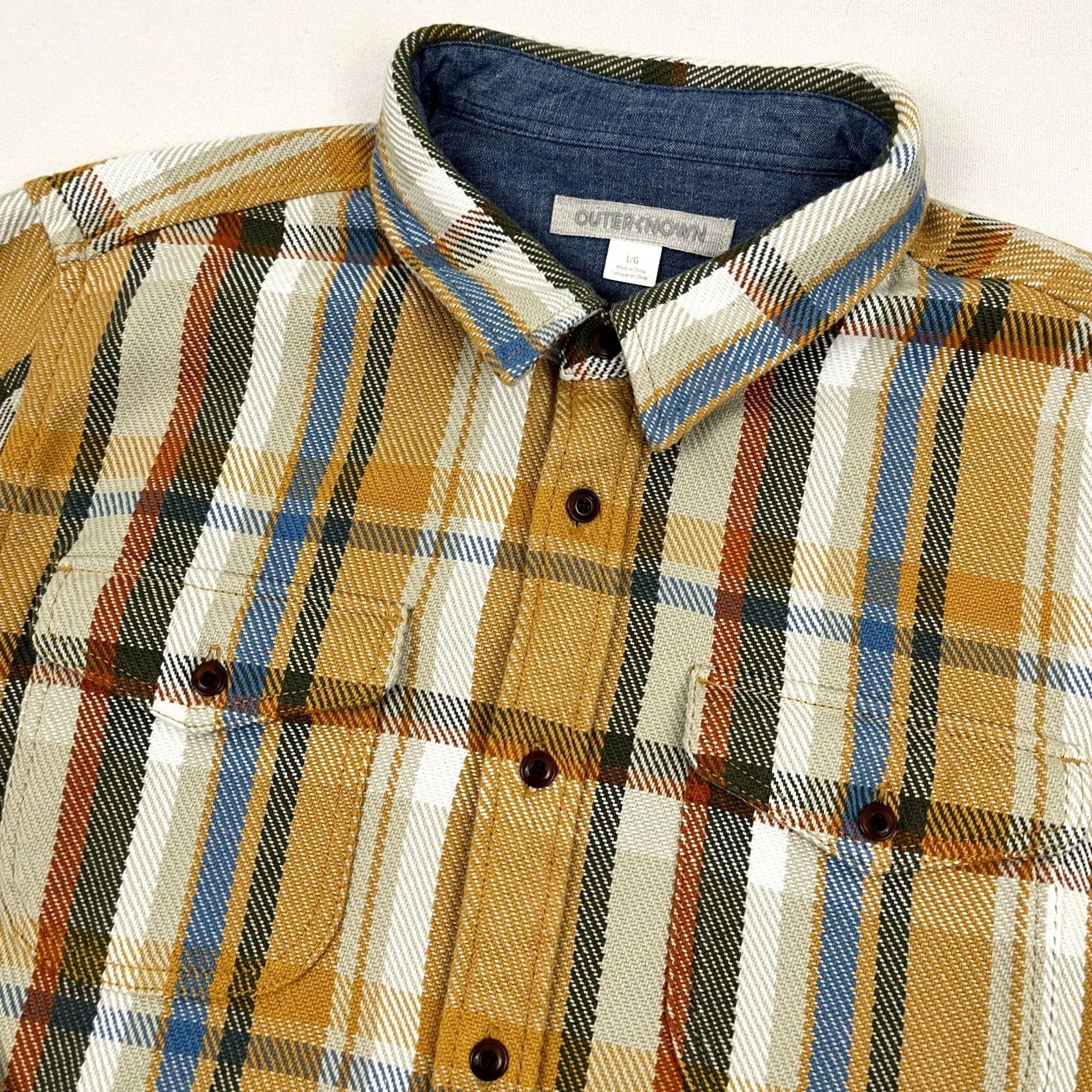 Outerknown Outerknown Blanket Shirt Mens L Brown Plaid Organic Cotton Heavyweight Flannel Size US L / EU 52-54 / 3 - 2 Thumbnail