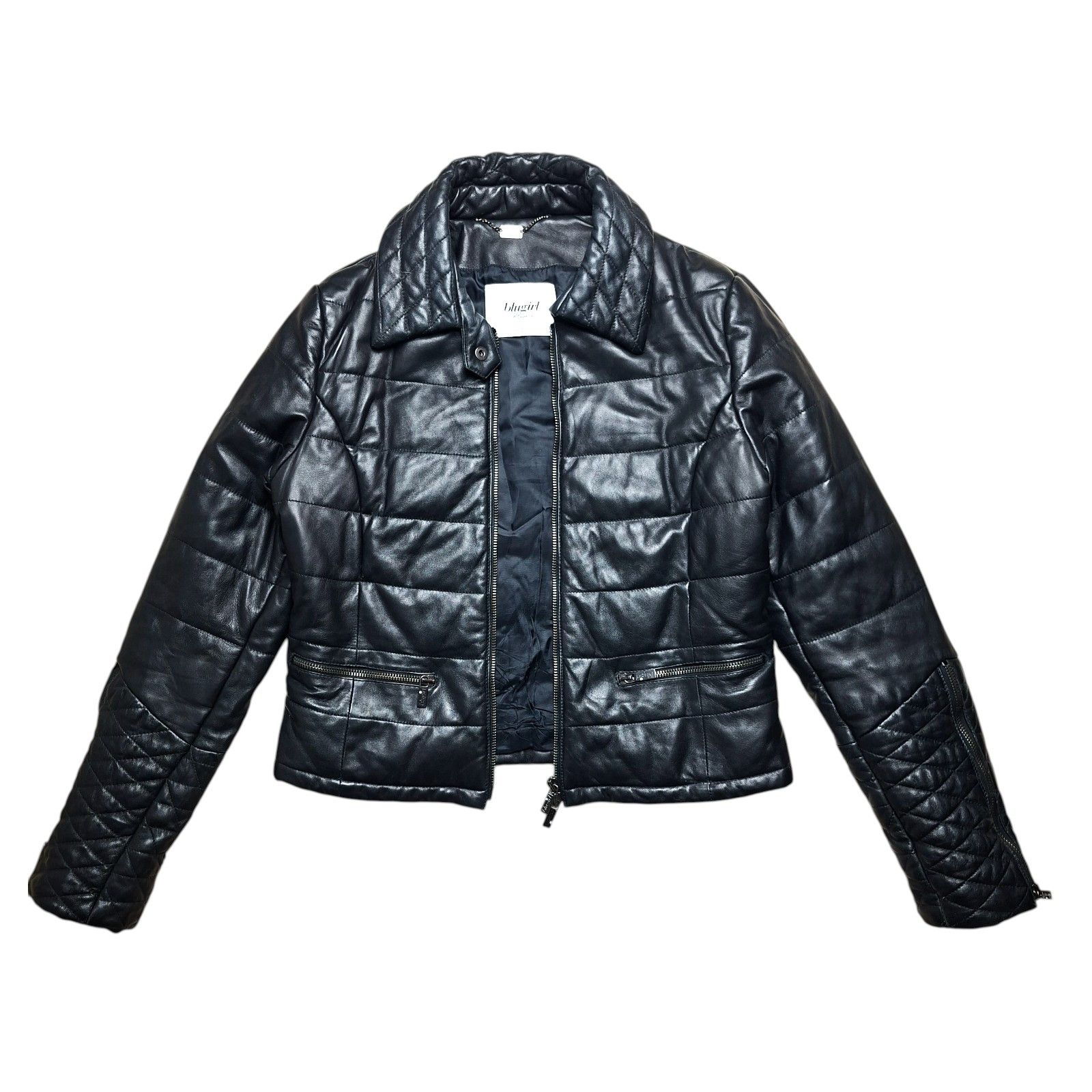 Blumarine Blugirl Blumarine Black Leather Puffer Jacket Quilted Size S / US 4 / IT 40 - 2 Thumbnail