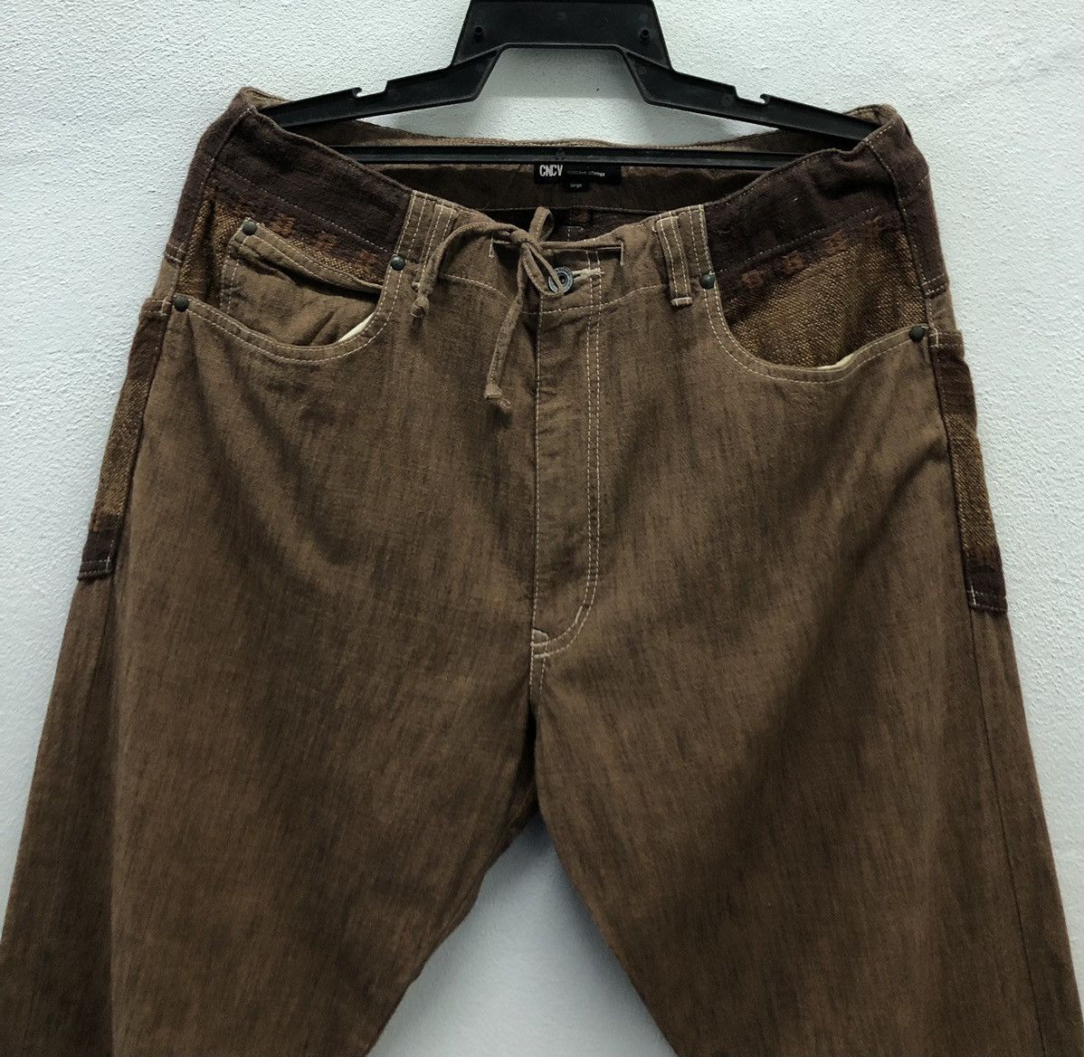 Japanese Brand CNCV concave attempt Brown Distressed Dye Cotton Pant SizeL Size US 35 - 3 Thumbnail