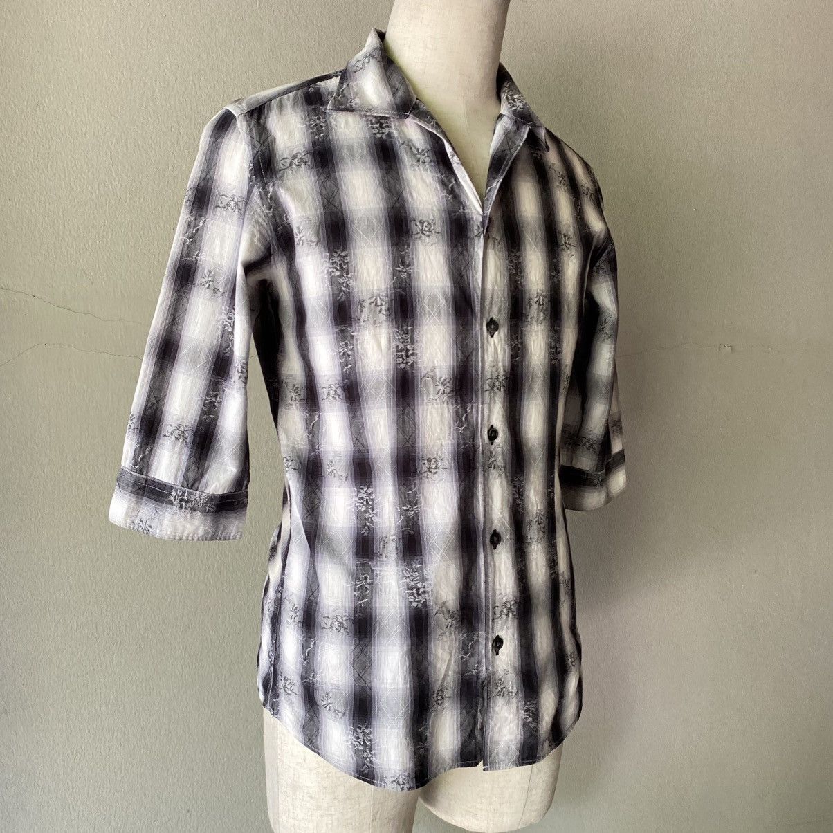 Tornado Mart TORNADO MART Black & White Ombre Plaid Shirt Size US L / EU 52-54 / 3 - 18 Thumbnail