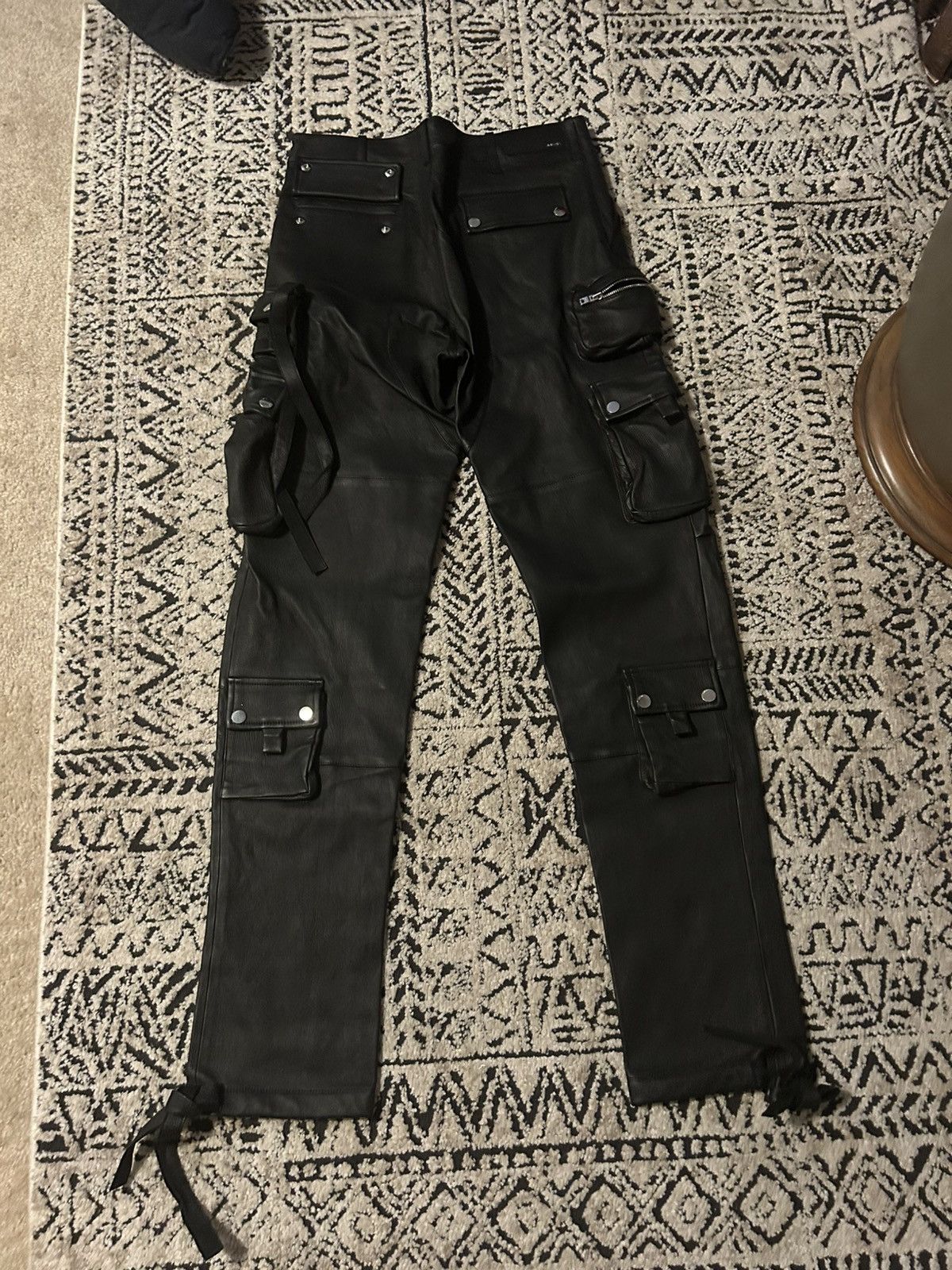 Amiri Amiri Leather Tactical Cargo Pants – Black Size US 32 / EU 48 - 3 Thumbnail