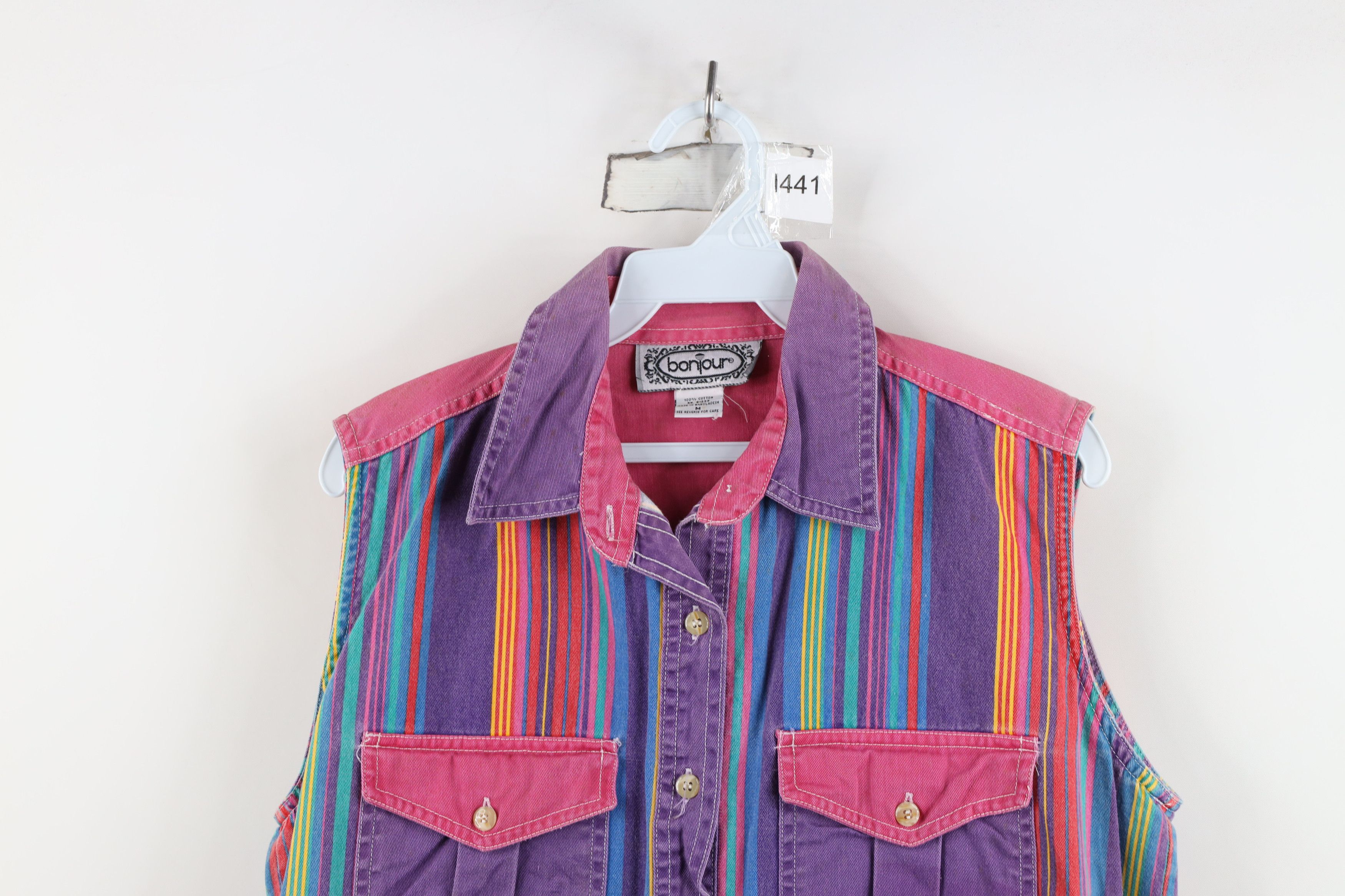 Vintage Vintage 90s Streetwear Rainbow Sleeveless Button Shirt Size M / US 6-8 / IT 42-44 - 2 Thumbnail