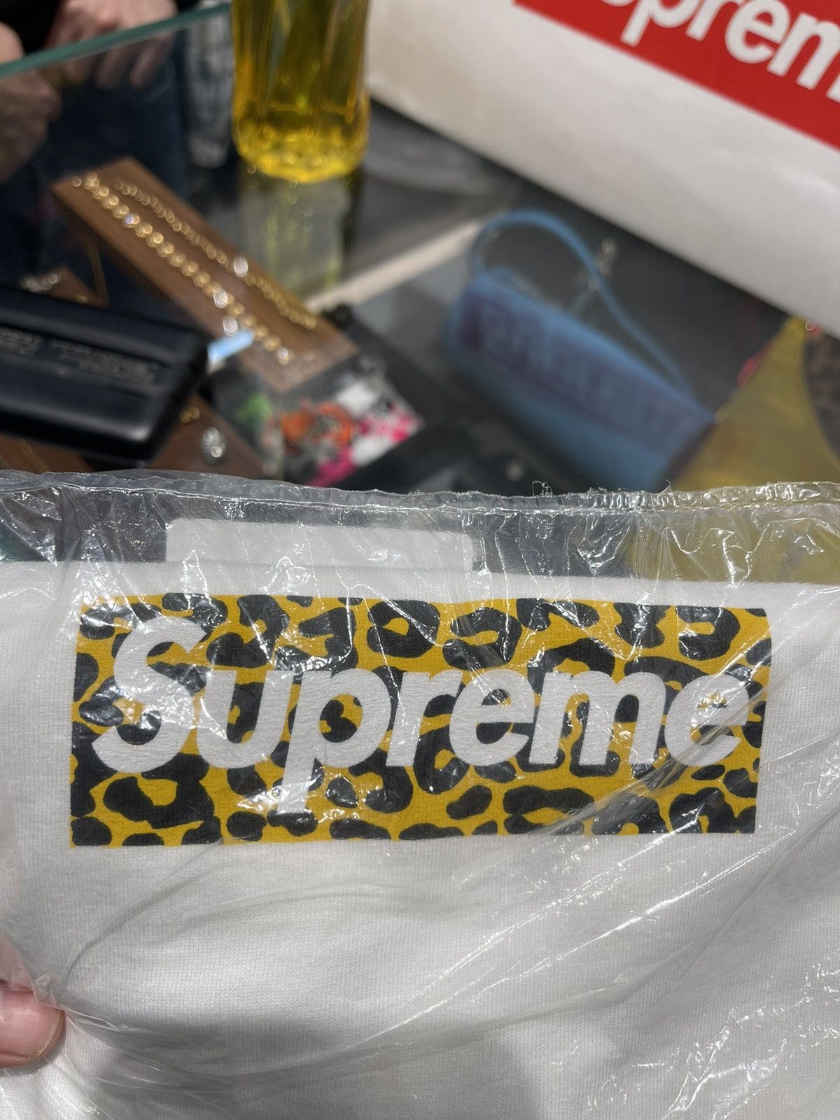 image of Supreme Shanghai Box Logo Tee Leopard, Men's (Size XL)