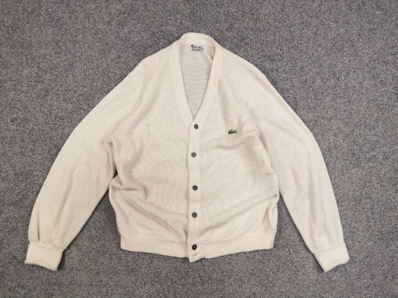 Lacoste Rare Vintage 90's Izod Lacoste Logo Beige cardigan Sweater Size US M / EU 48-50 / 2 - 12 Thumbnail