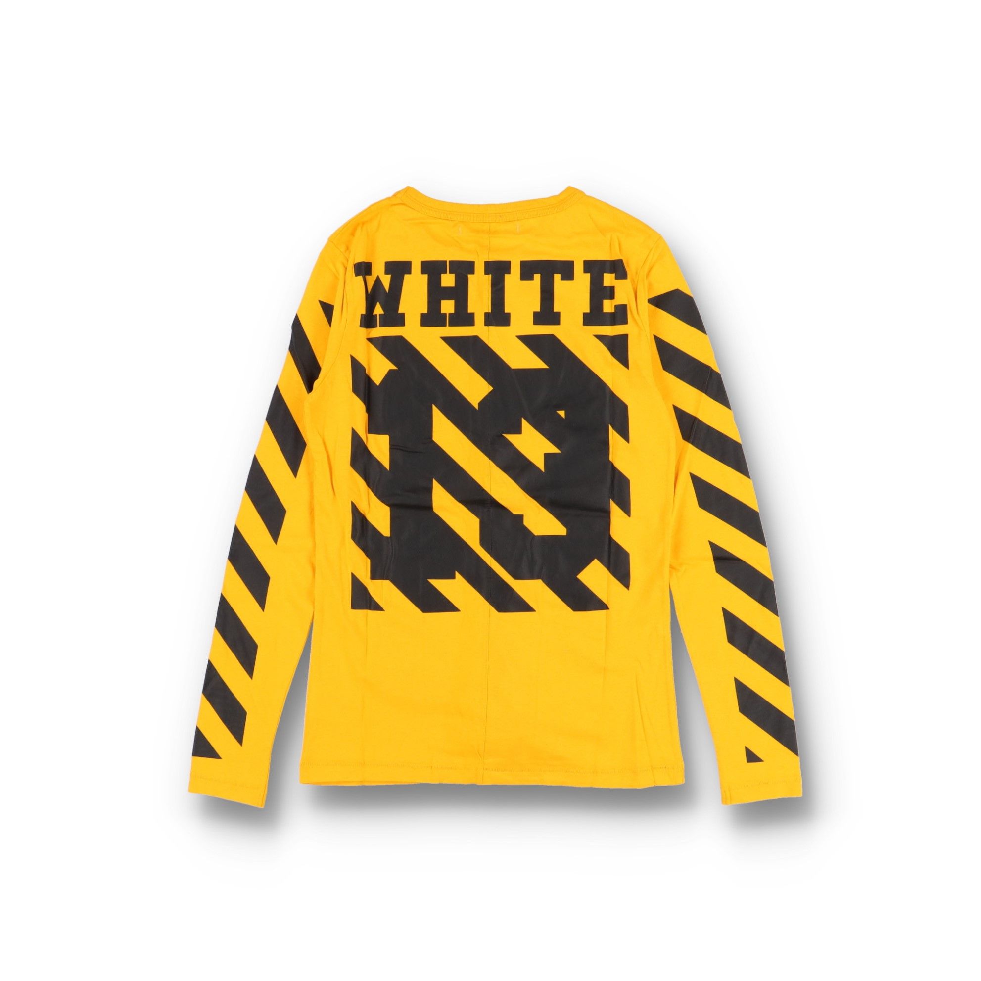 Off-White Yellow 13 Diagonals Logo Long Sleeve T-Shirt Size US XXS / EU 40 - 1 Thumbnail