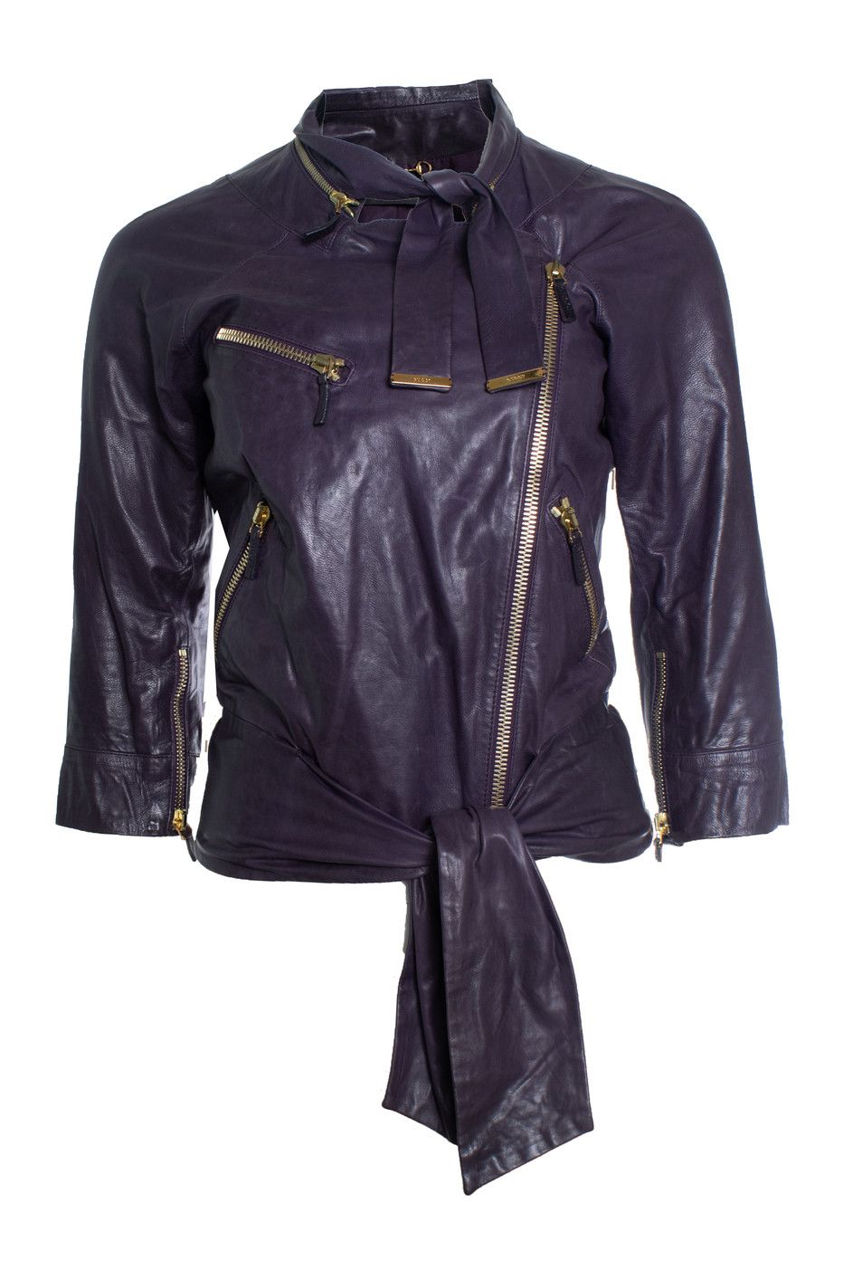 Gucci Gucci, Purple leather biker jacket Size XS / US 0-2 / IT 36-38 - 1 Thumbnail