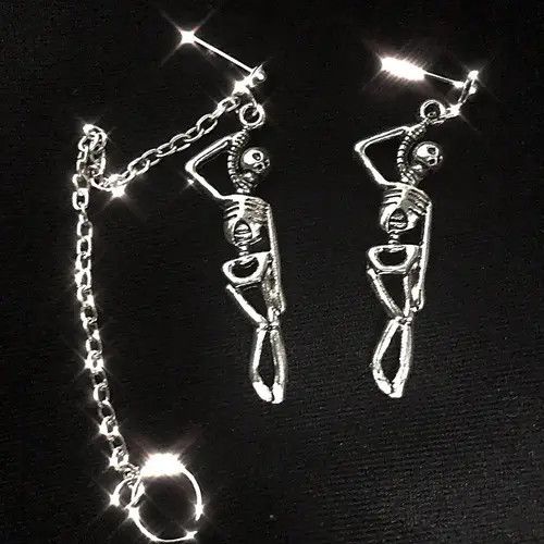 Other Skull Skeleton Pendant Dangle Earrings Size ONE SIZE - 2 Thumbnail