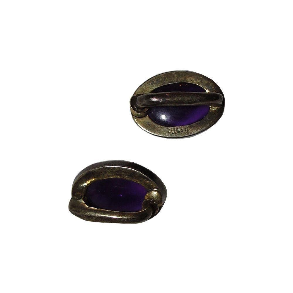 Designer Chinese Sterling Amethyst Cabochon Earrings Size ONE SIZE - 4 Thumbnail