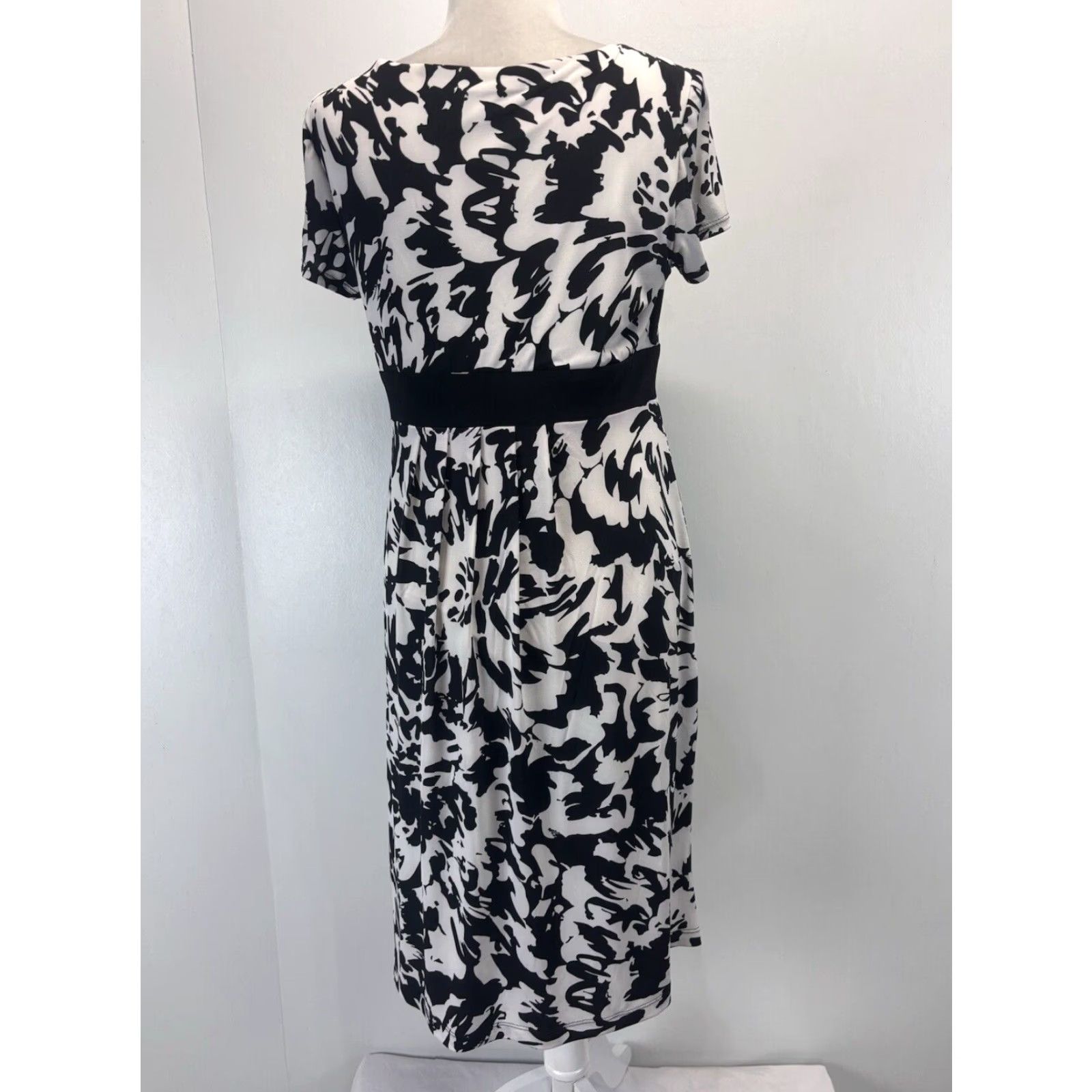Coldwater Creek COLDWATER CREEK Midi Dress Fit & Flare A-Line Women's Medium Black White Print Size M / US 6-8 / IT 42-44 - 3 Thumbnail