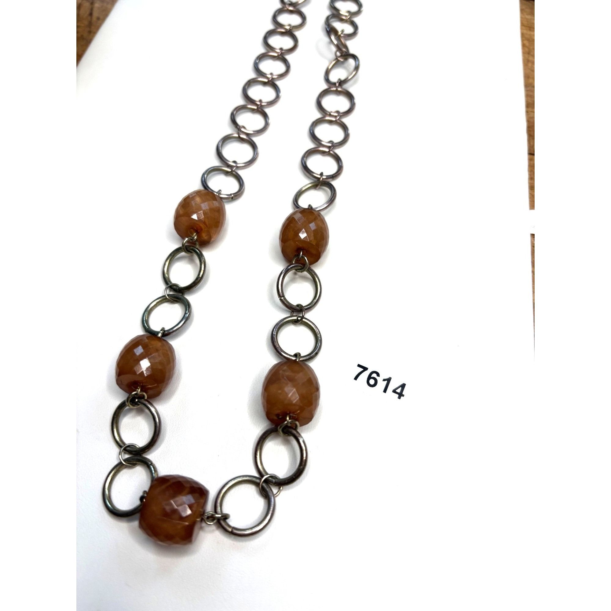 Other Brown Gemstone & Silver Circle Link Necklace Size ONE SIZE - 5 Thumbnail