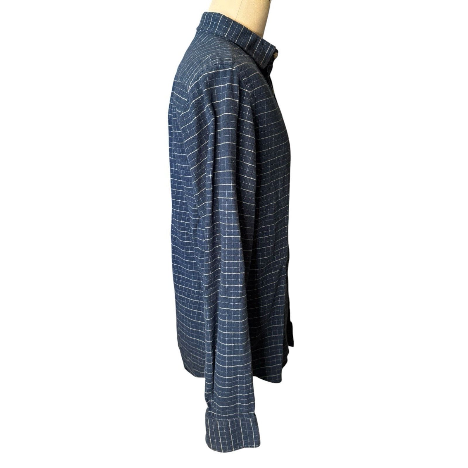 UNTUCKit Untuckit Flannel Shirt Men's Large TALL SLIM Navy Blue White Size US L / EU 52-54 / 3 - 6 Thumbnail